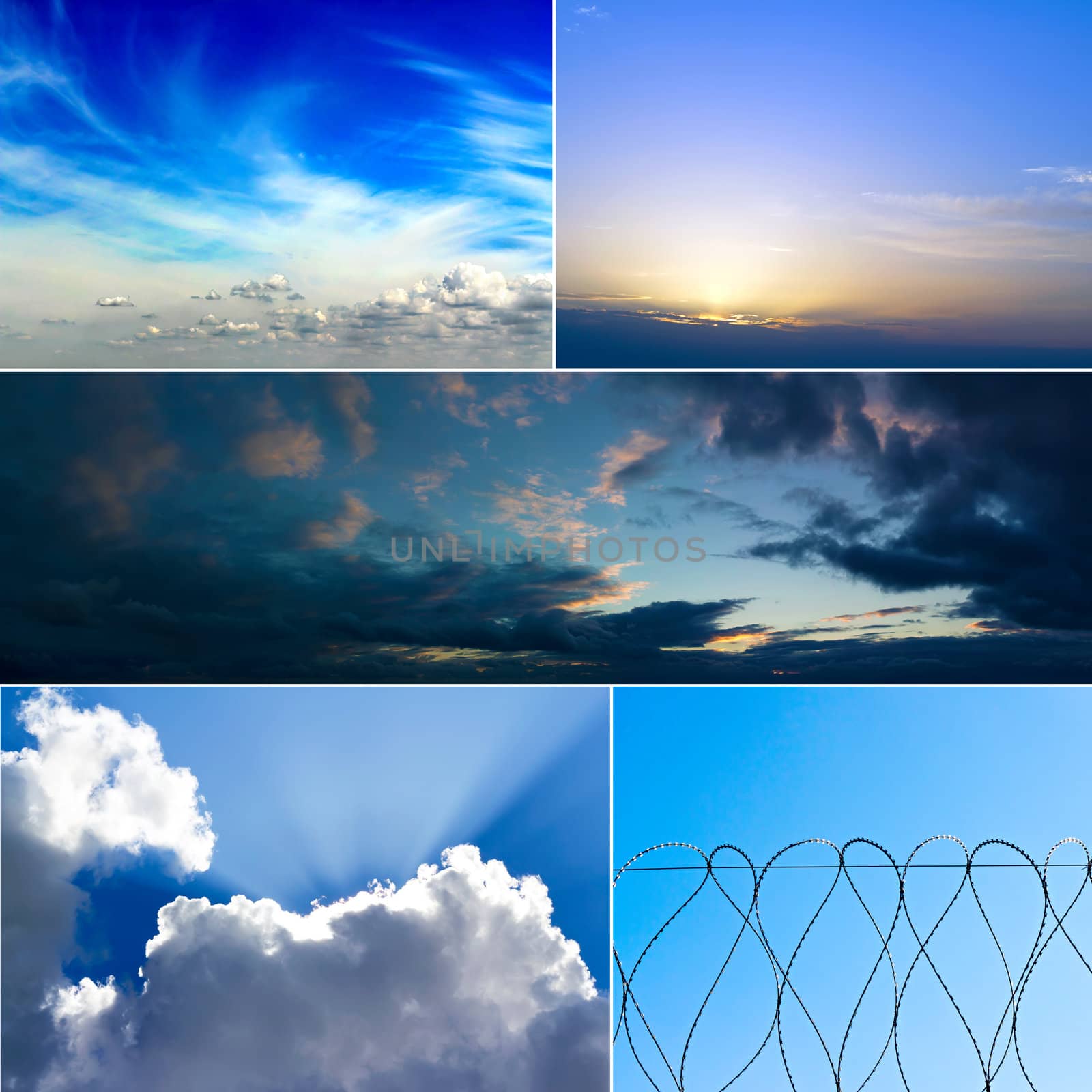 set of five images of the sky with clouds by Plus69