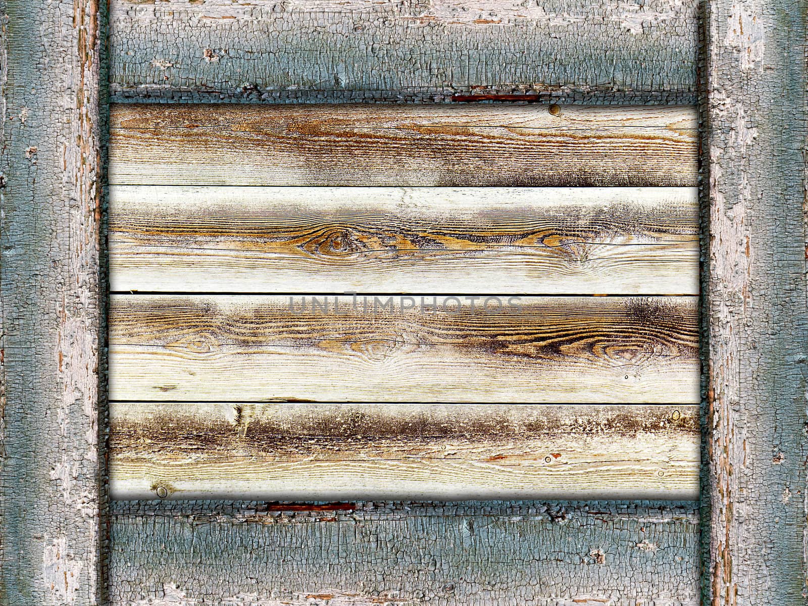 wooden background framed by old painted boards by Plus69