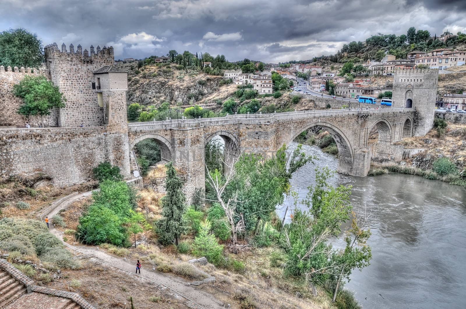 HDR image of Toledo city's bridge by anderm