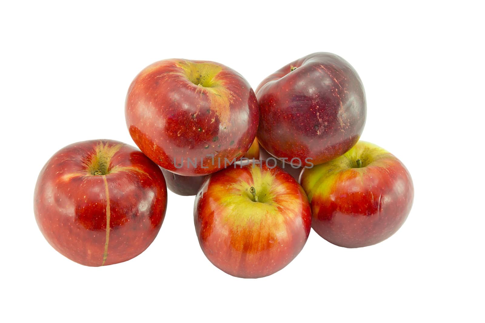 Bunch of red apples isolated on white