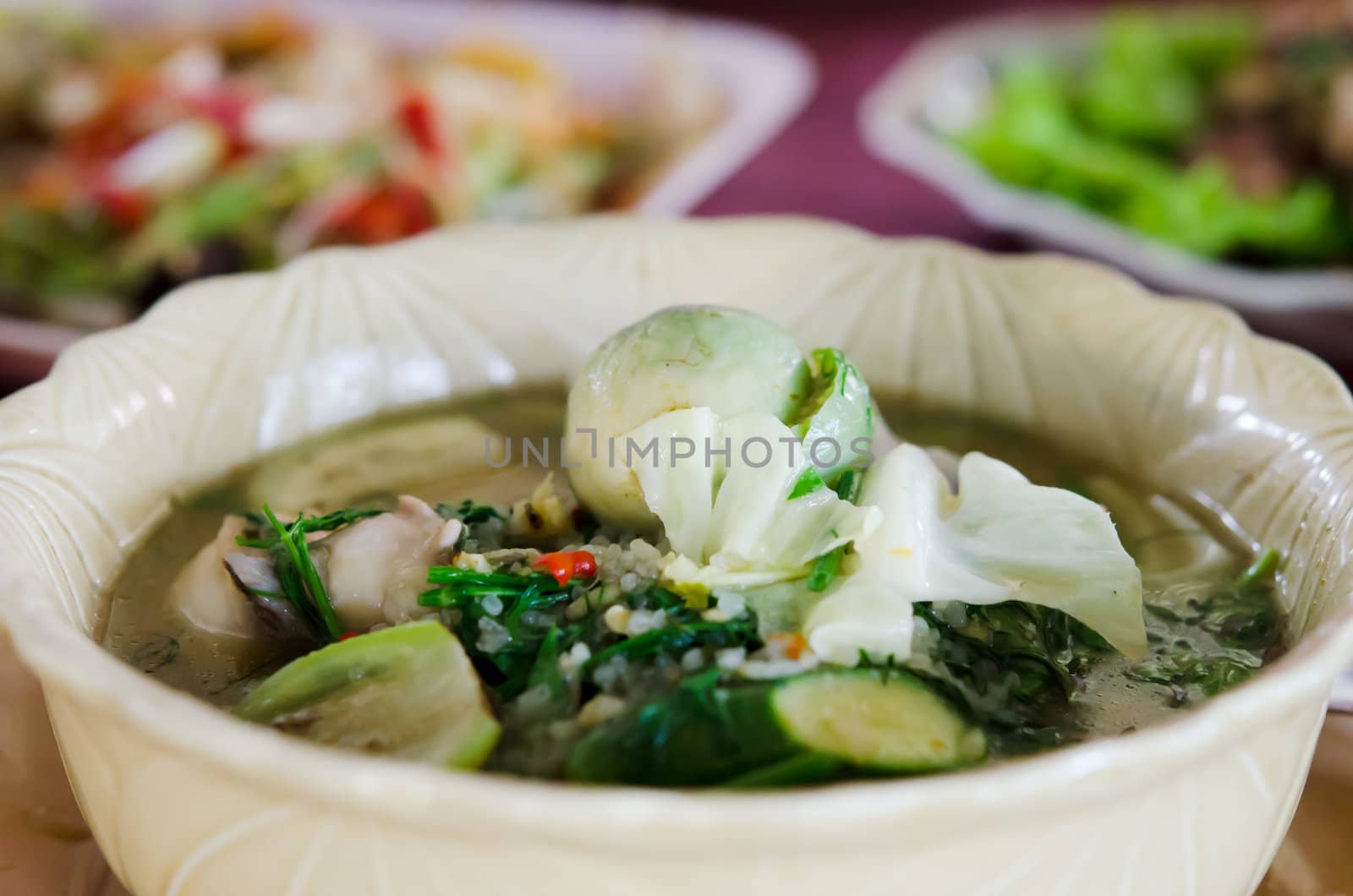 hot and spicy , A savoury thick soup made from spices and vegetables