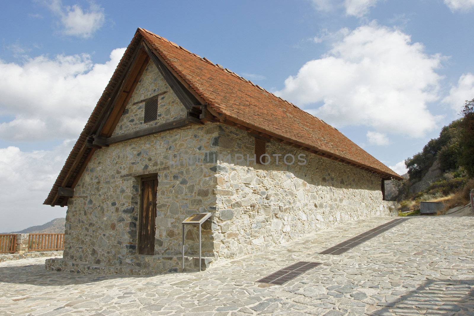 Beautiful ancient barn roof church, UNESCO world heritage, Cyprus, South Europe