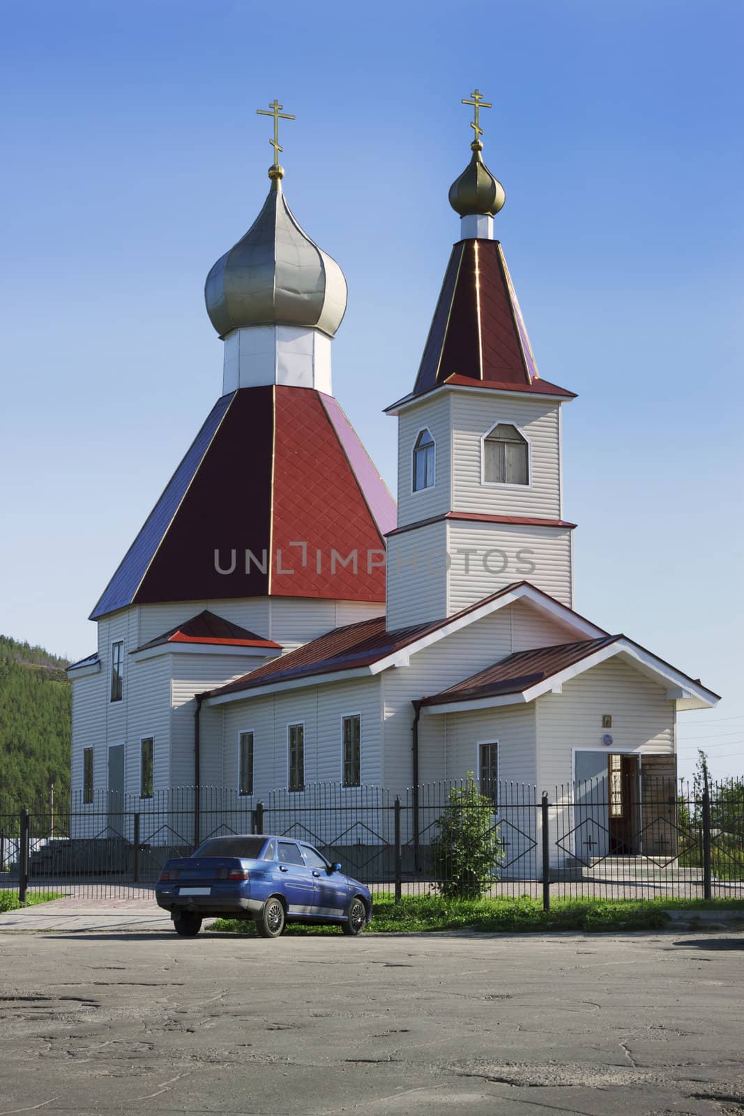 Spacious wooden church was laid January 28, 2000 and was based on the people's money