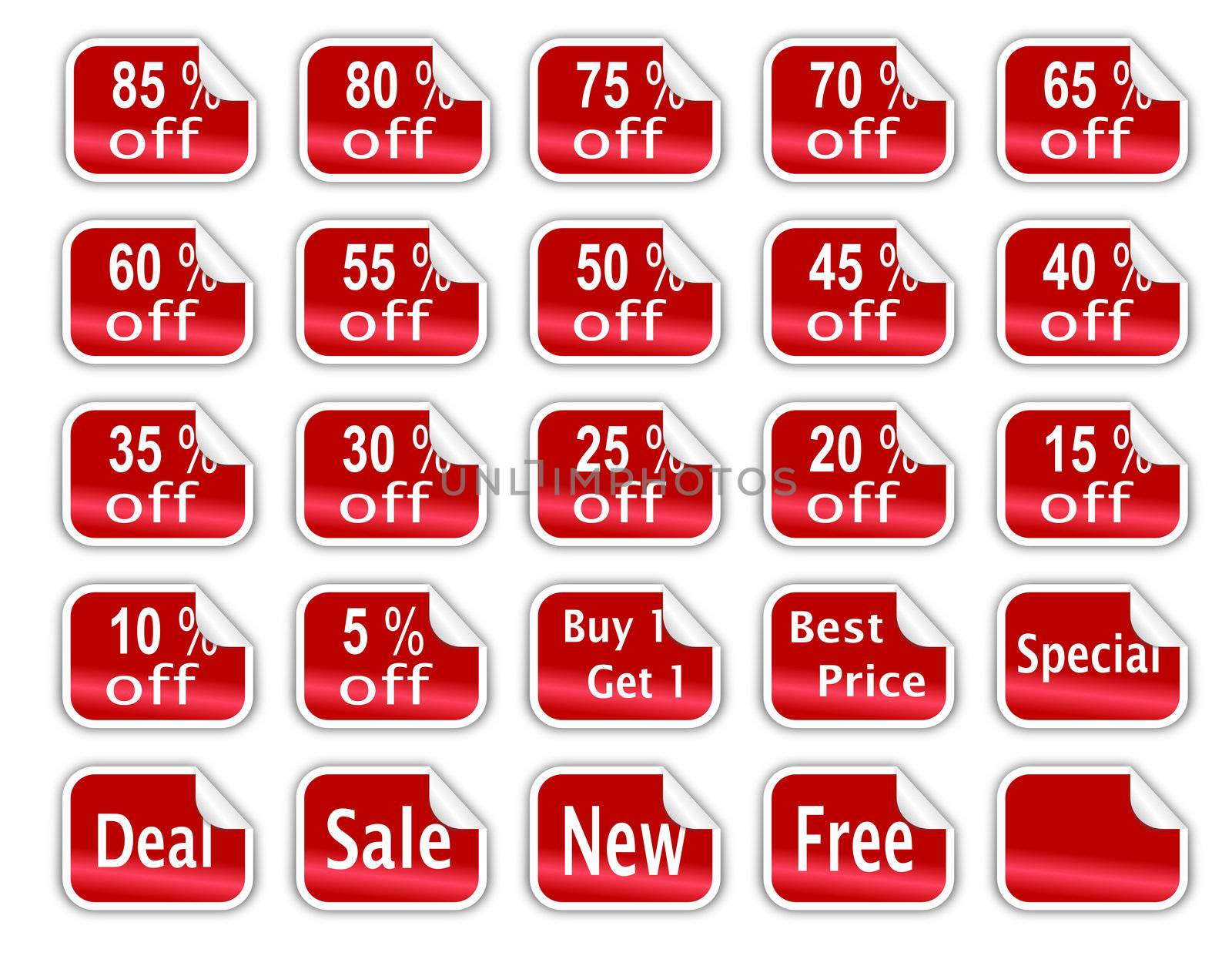 Red Glossy Discount Stickers by RichieThakur
