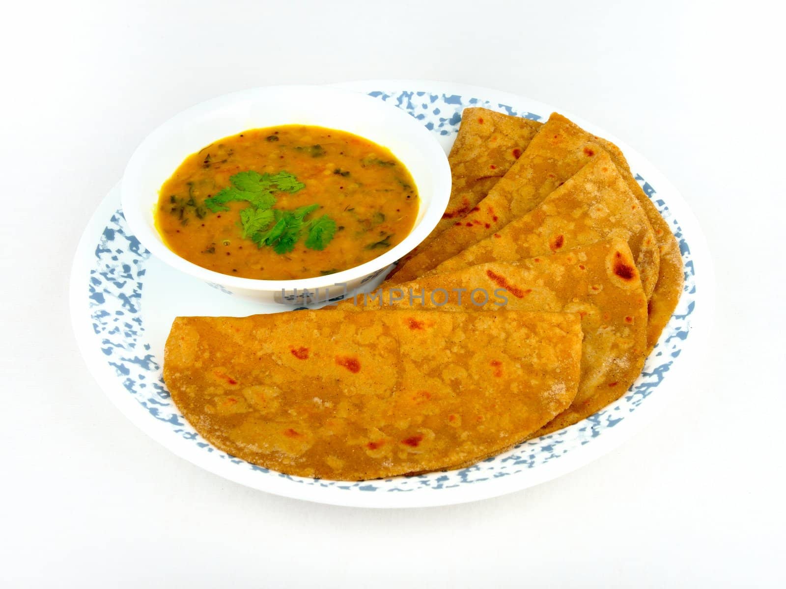 Sumptuous Indian Chapati Roti and Dal vegan meal