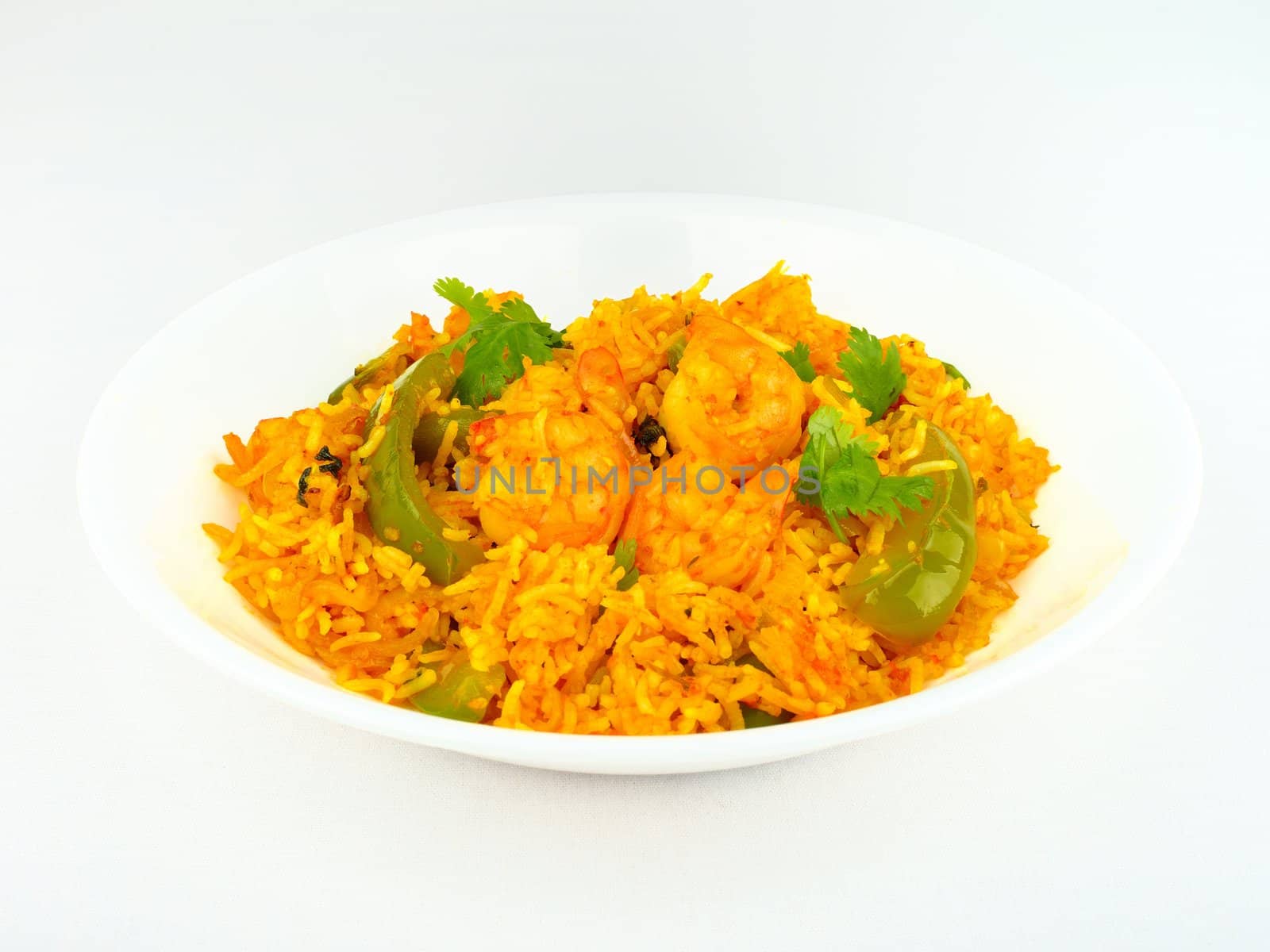 Traditional Indian spicy Shrimp fried Rice.