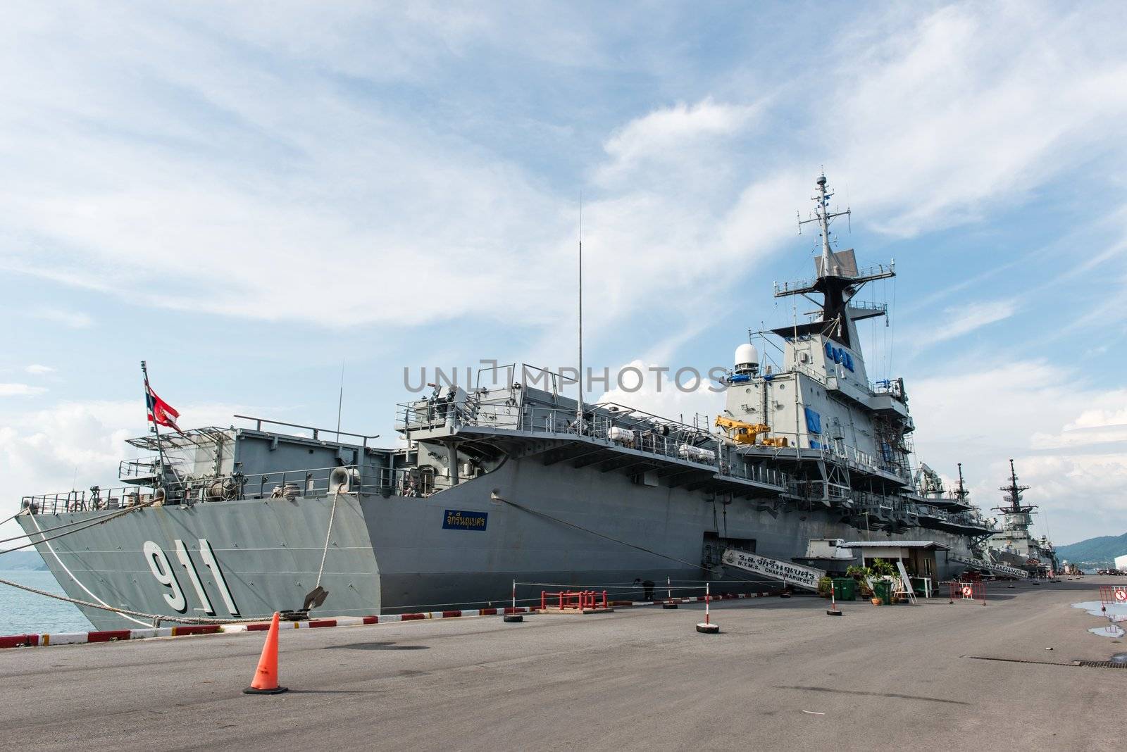 Large battle ship in Naval base by sasilsolutions