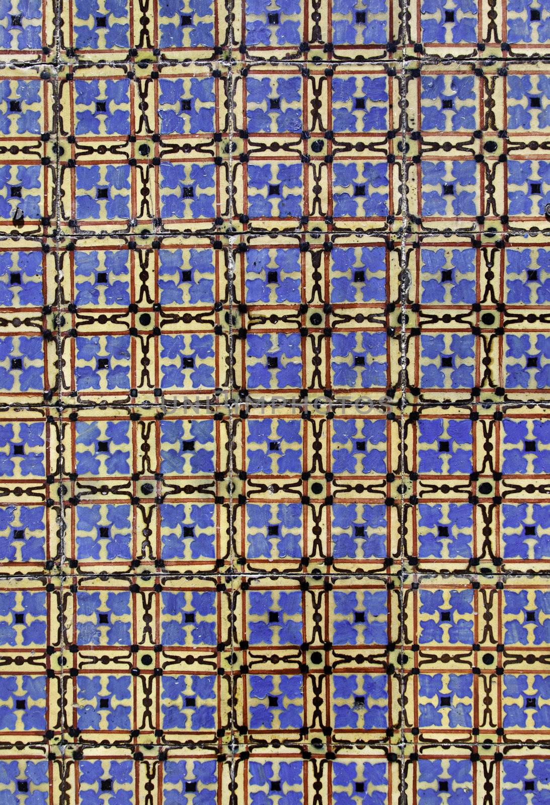 Antique tiles from Portugal, detail of a wall in the city of Braga