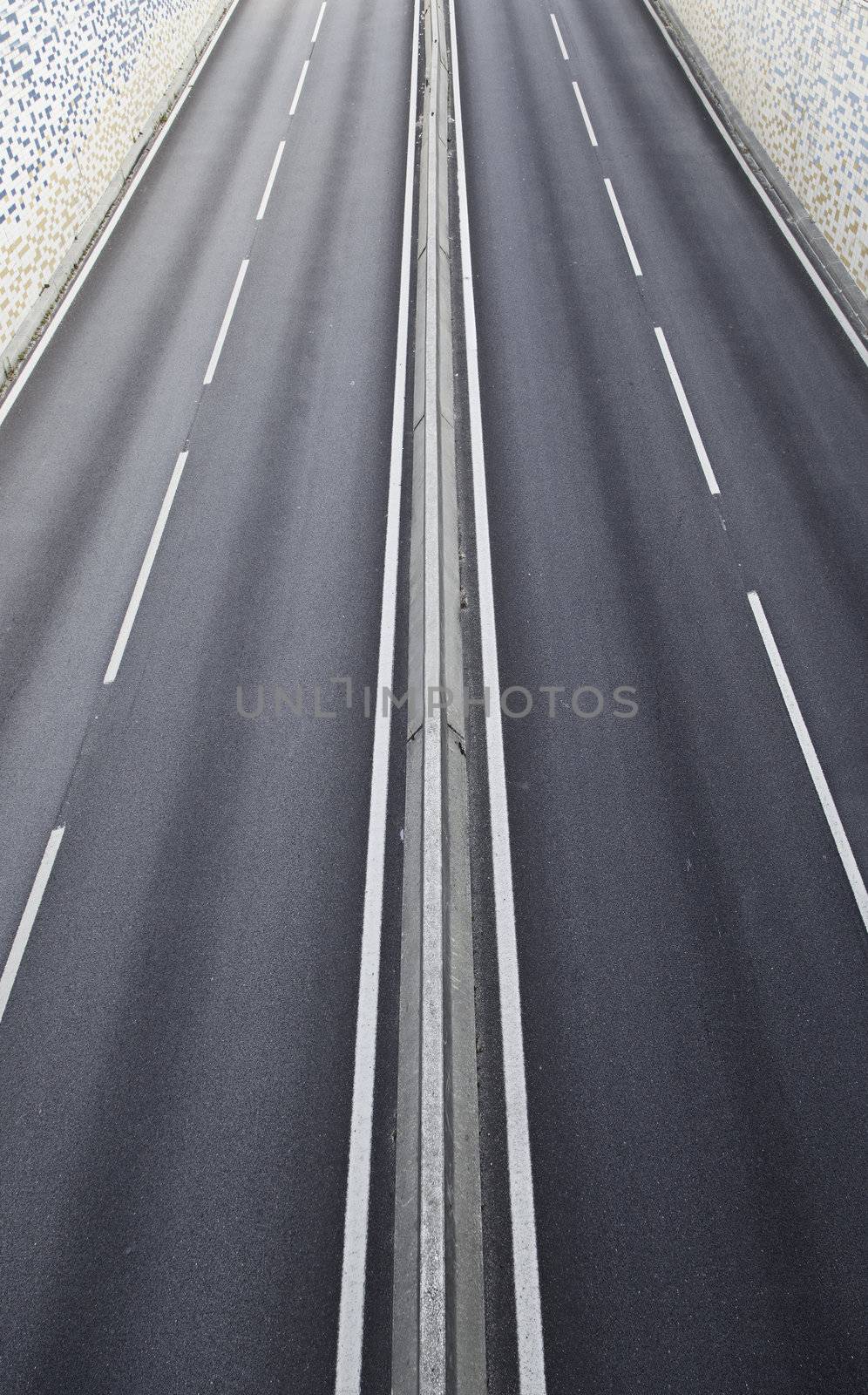 Road straight stretch of road in the city of Lisbon, Portugal, straight line