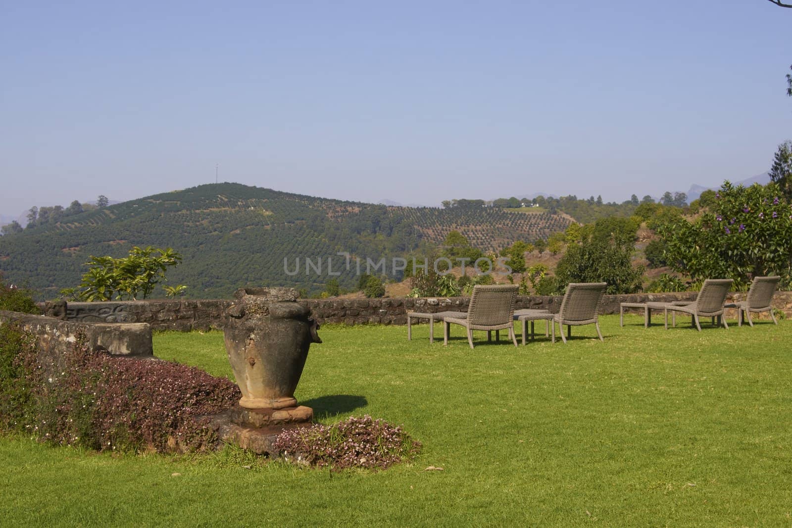 Historic garden at at Kings Walden Garden Manor in Limpopo, South Africa