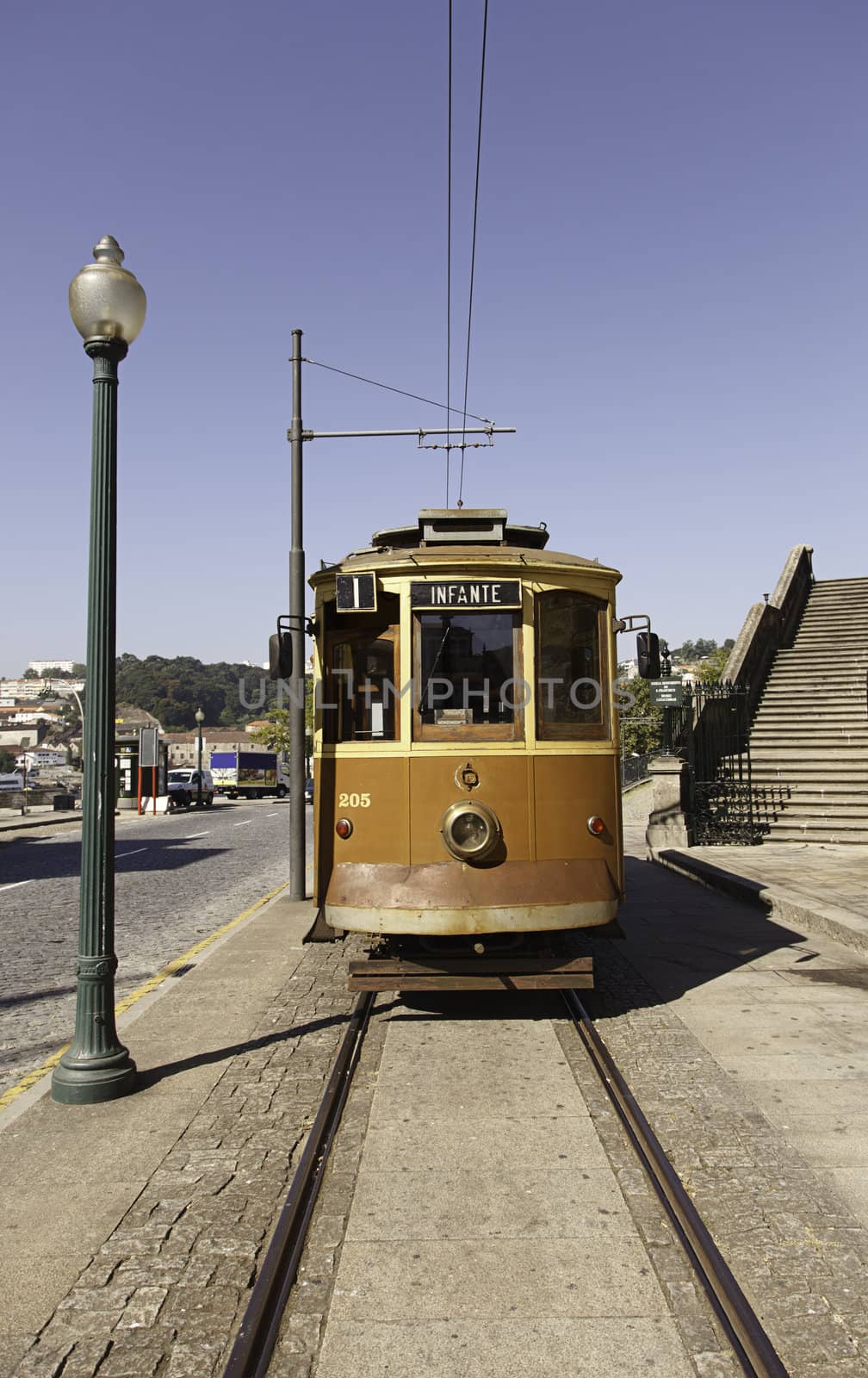 Old Lisbon tram, detail of an ancient means of transport, still in use