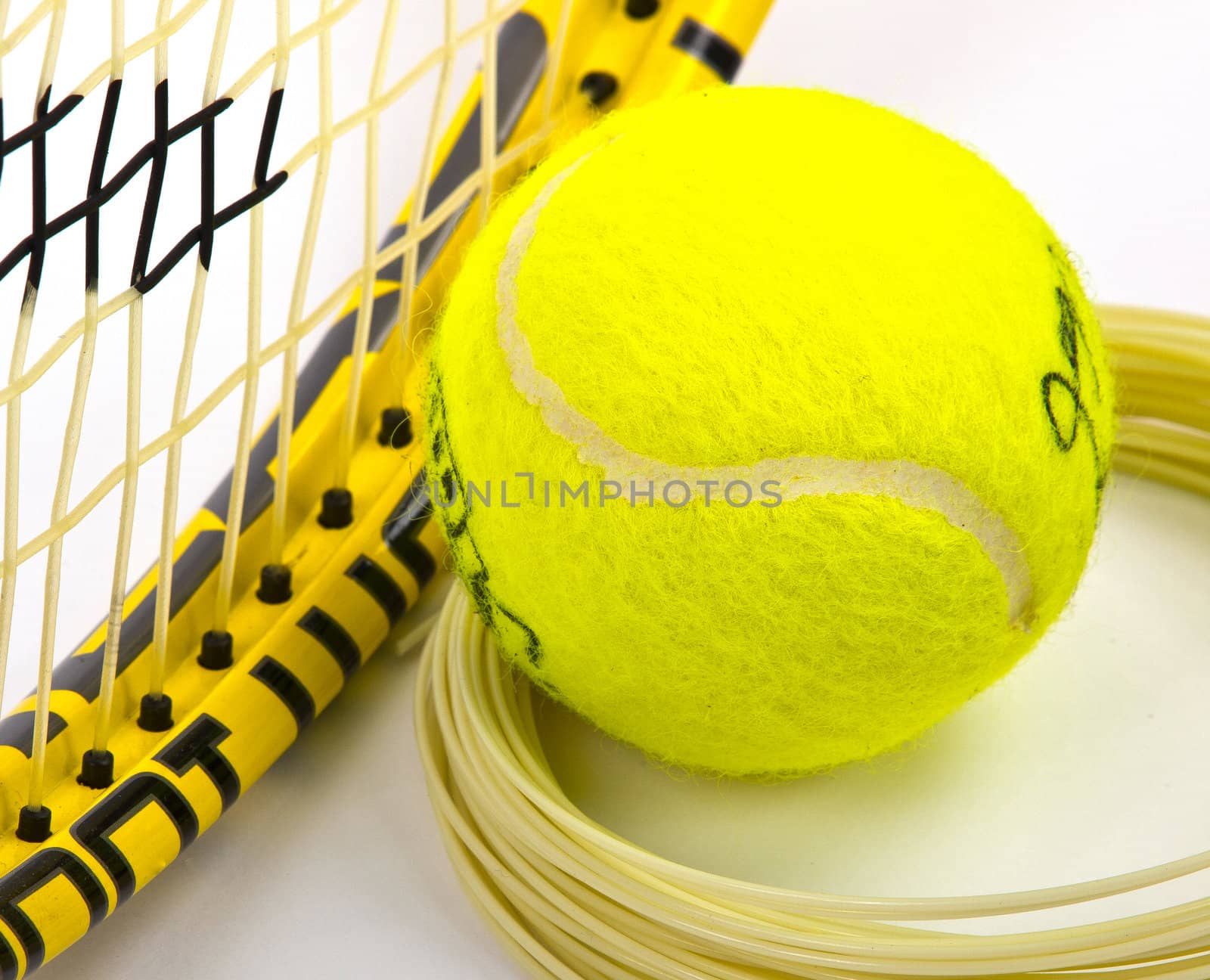 tennis racket ball and string