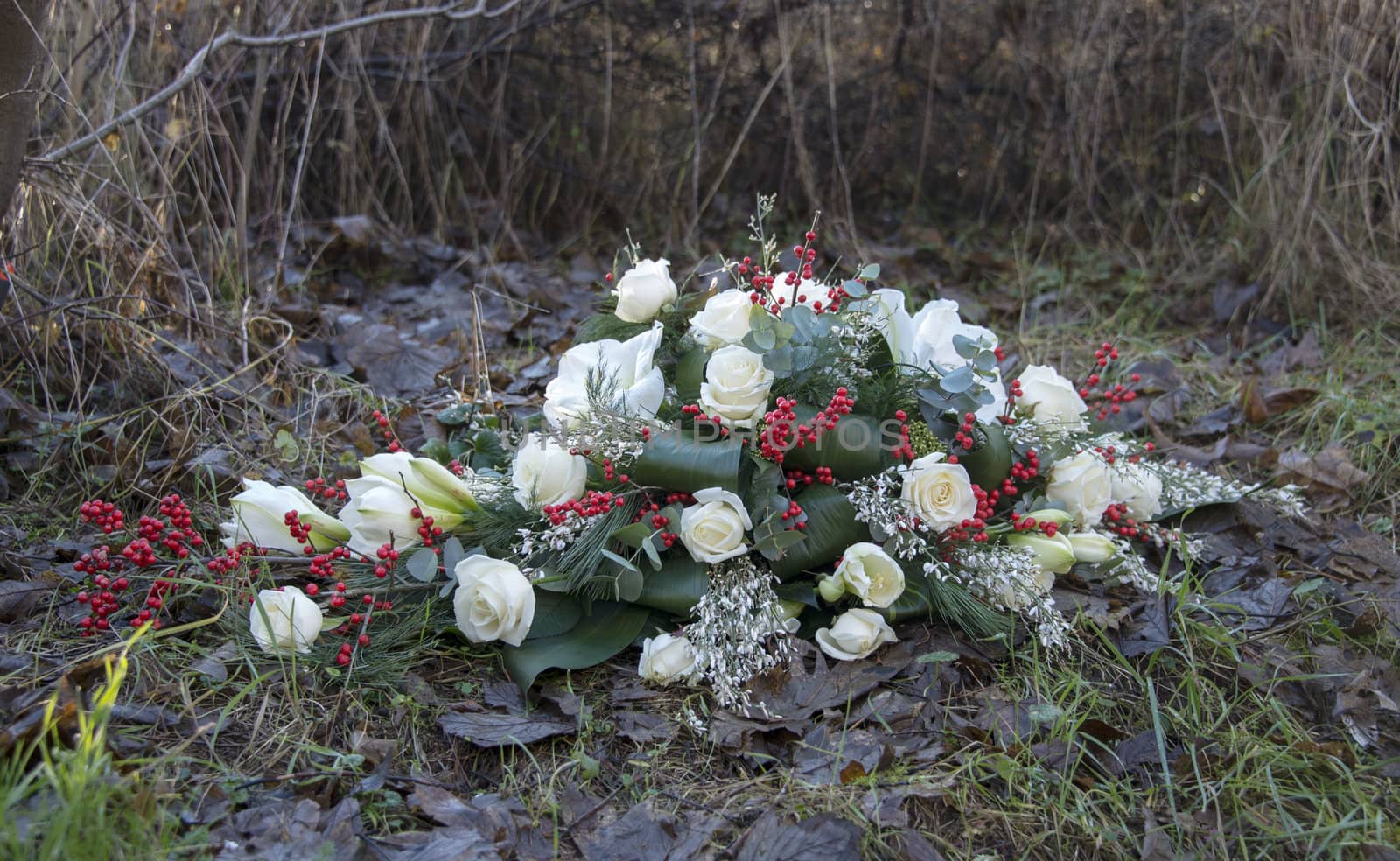 autumn with flower arangement in the forest