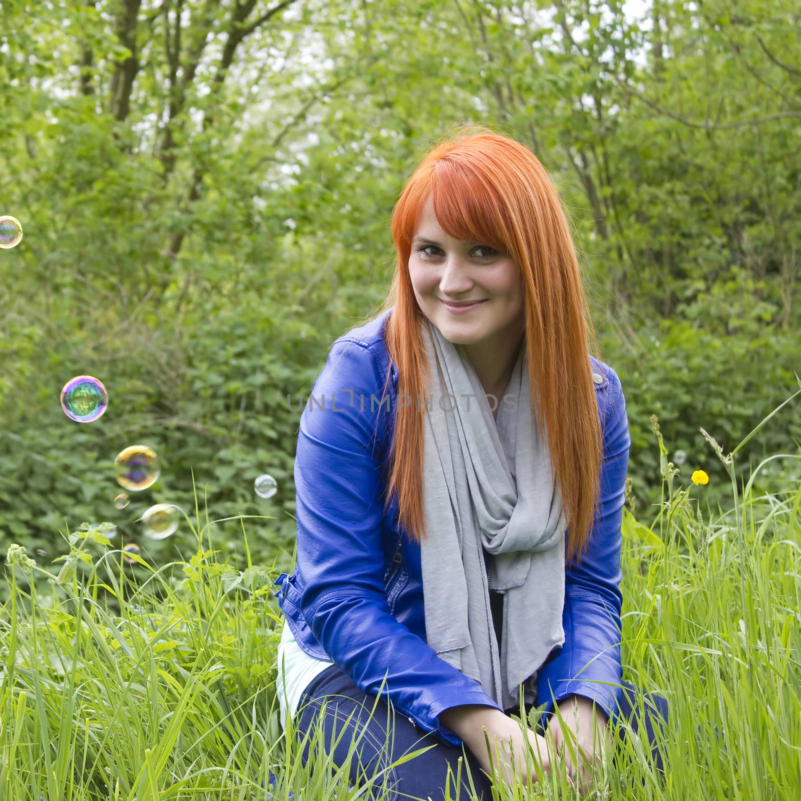 portrait of beautiful red-haired girl by miradrozdowski