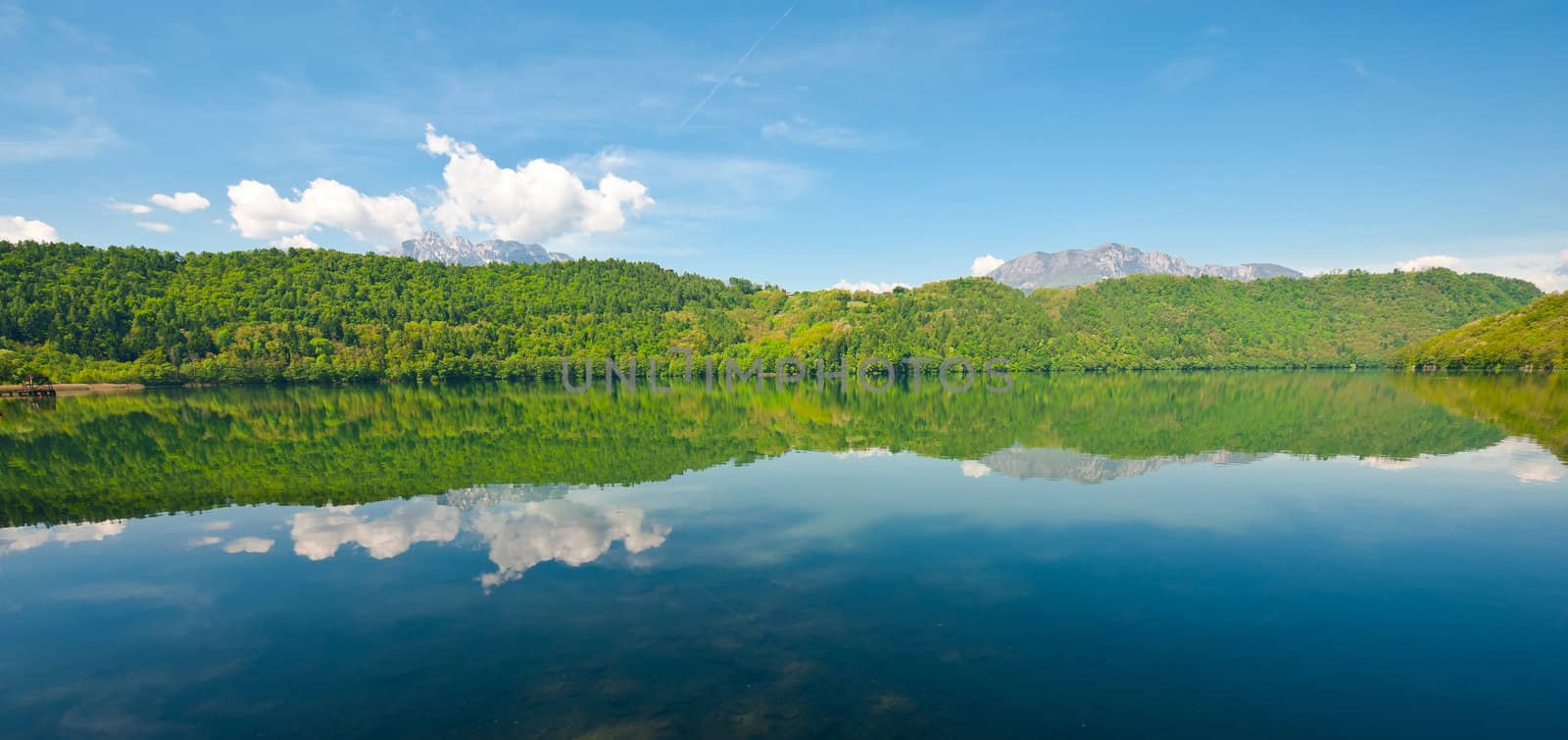 Lake Lago di levico in the Dolomites