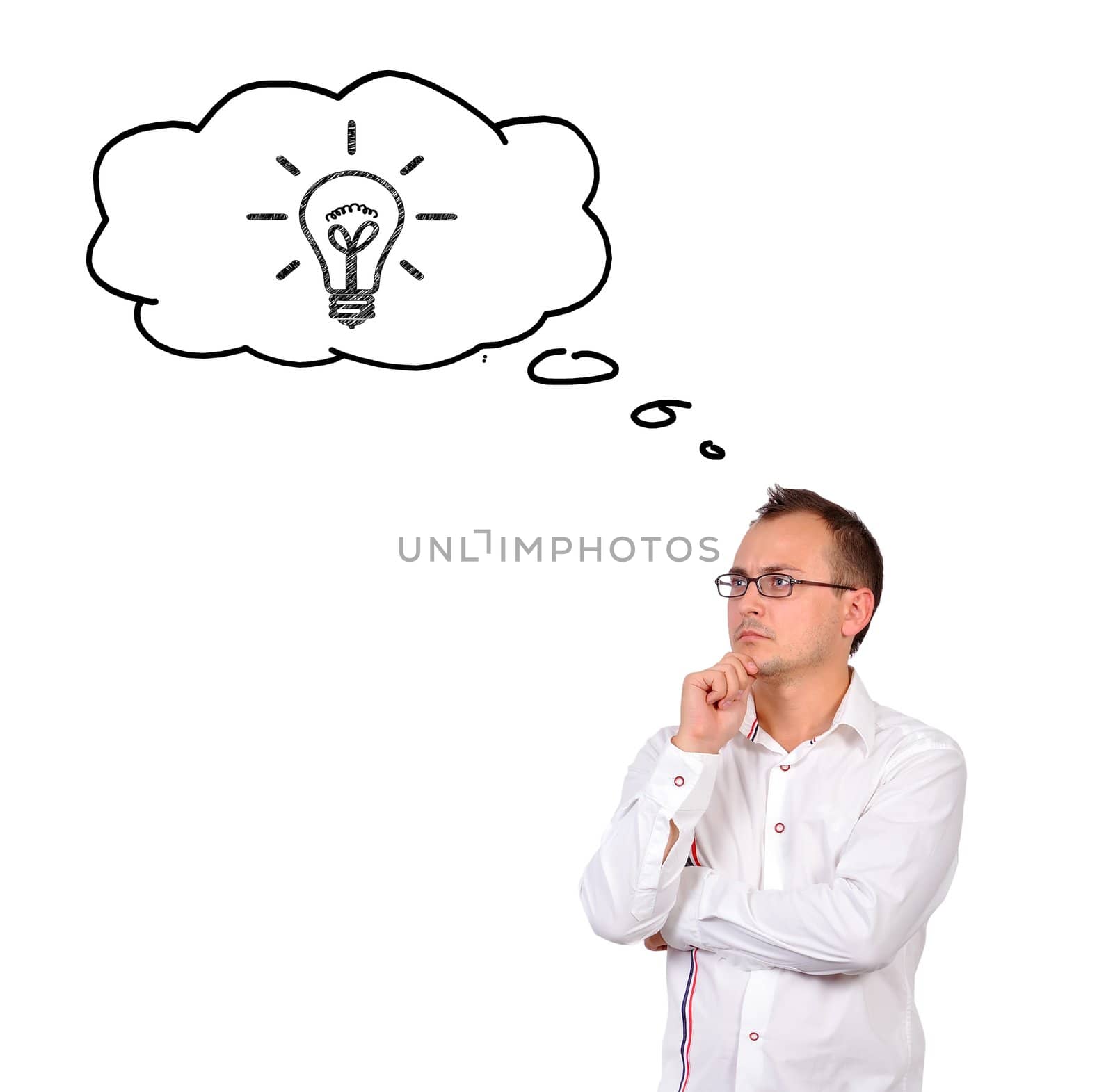 businessman dreaming on white background