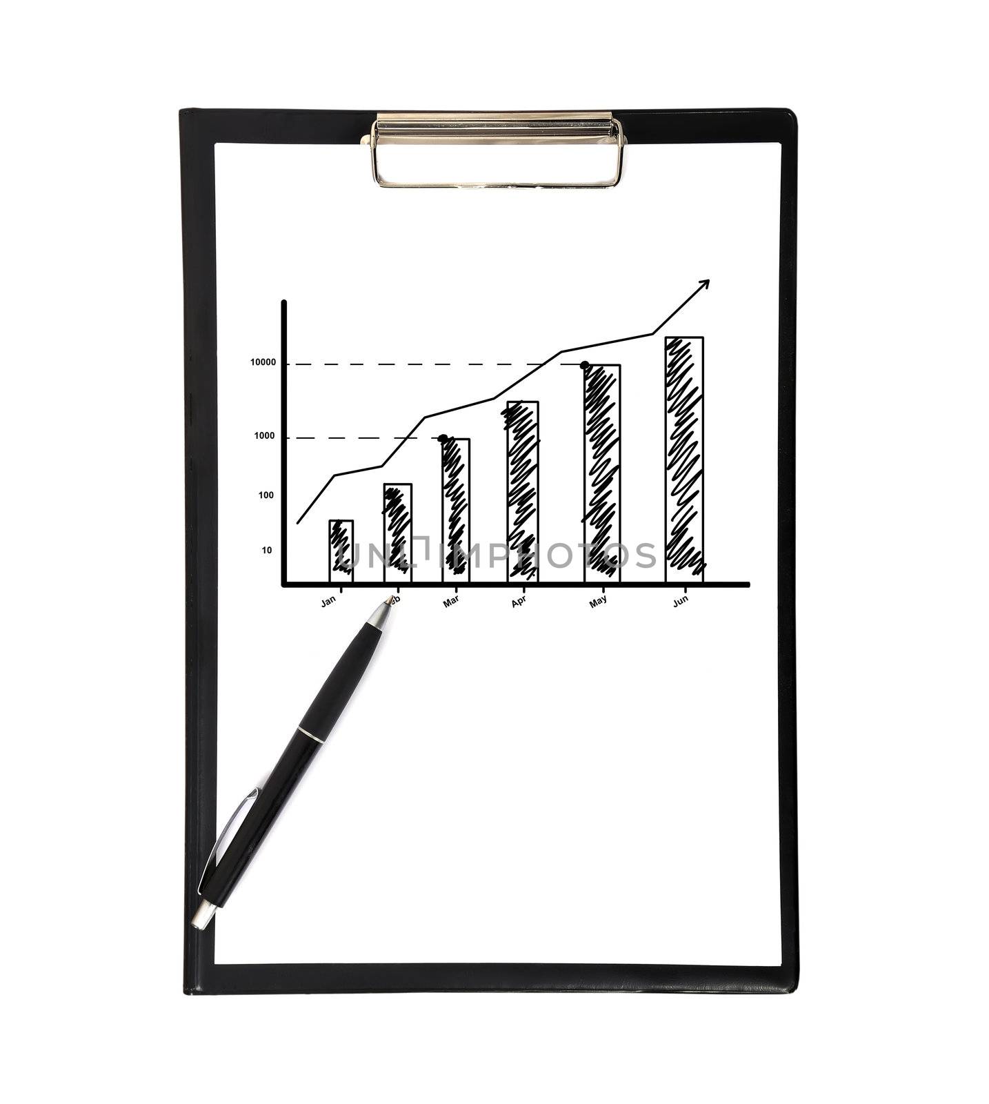 clipboard with chart on white background