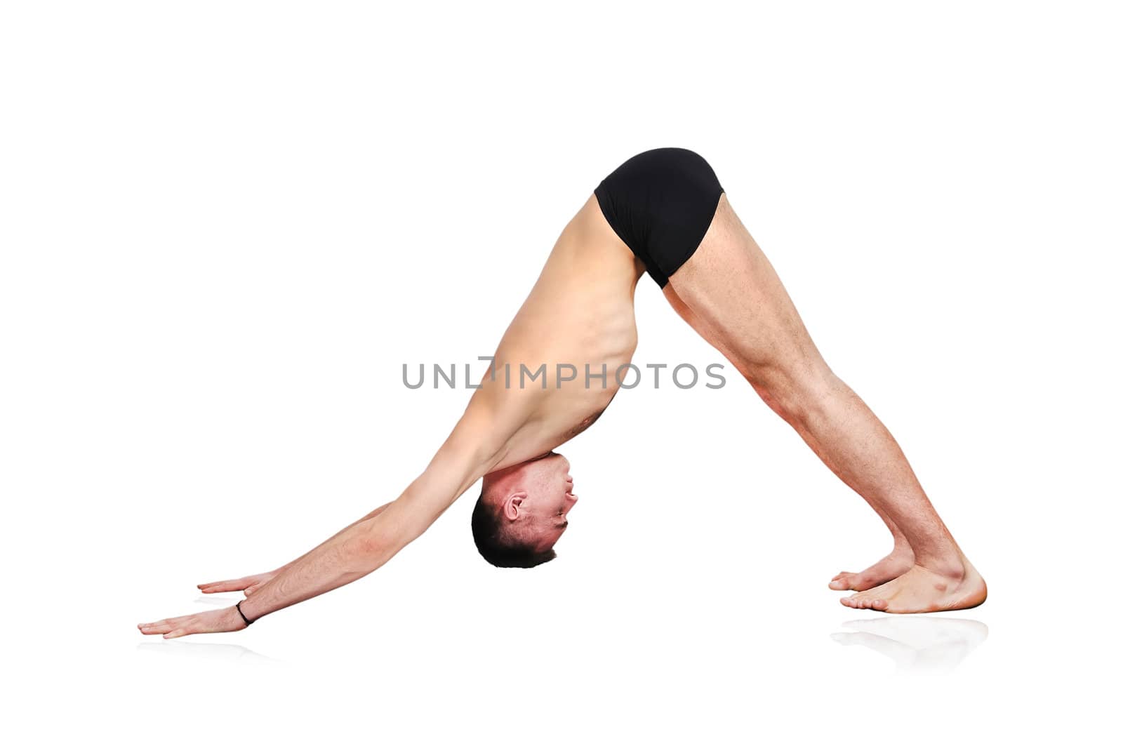 man practicing yoga in the lotus position