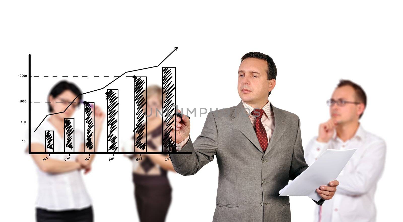 businessman drawing graph by vetkit
