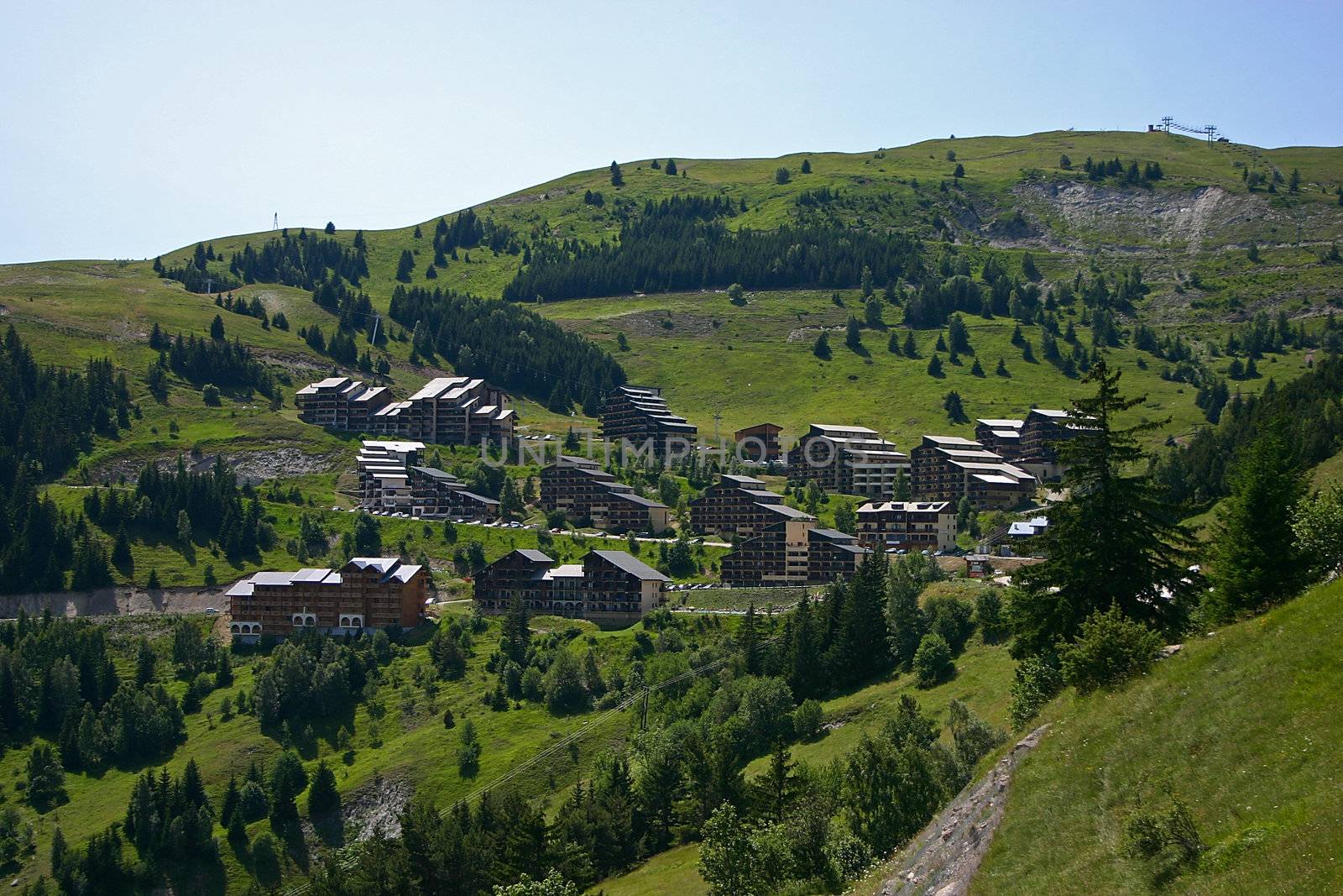 The ski station Auris en Oisans in the French Alpes (Alpe d Huez)