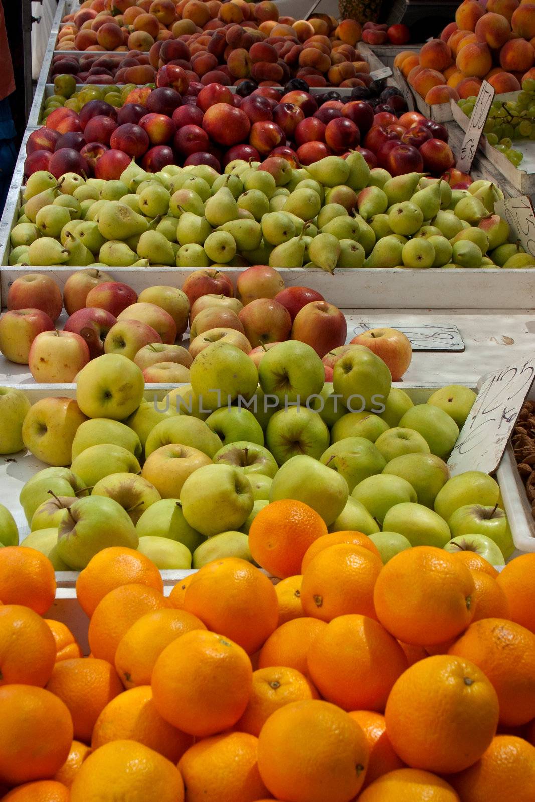 Oranges and apples  at the local market