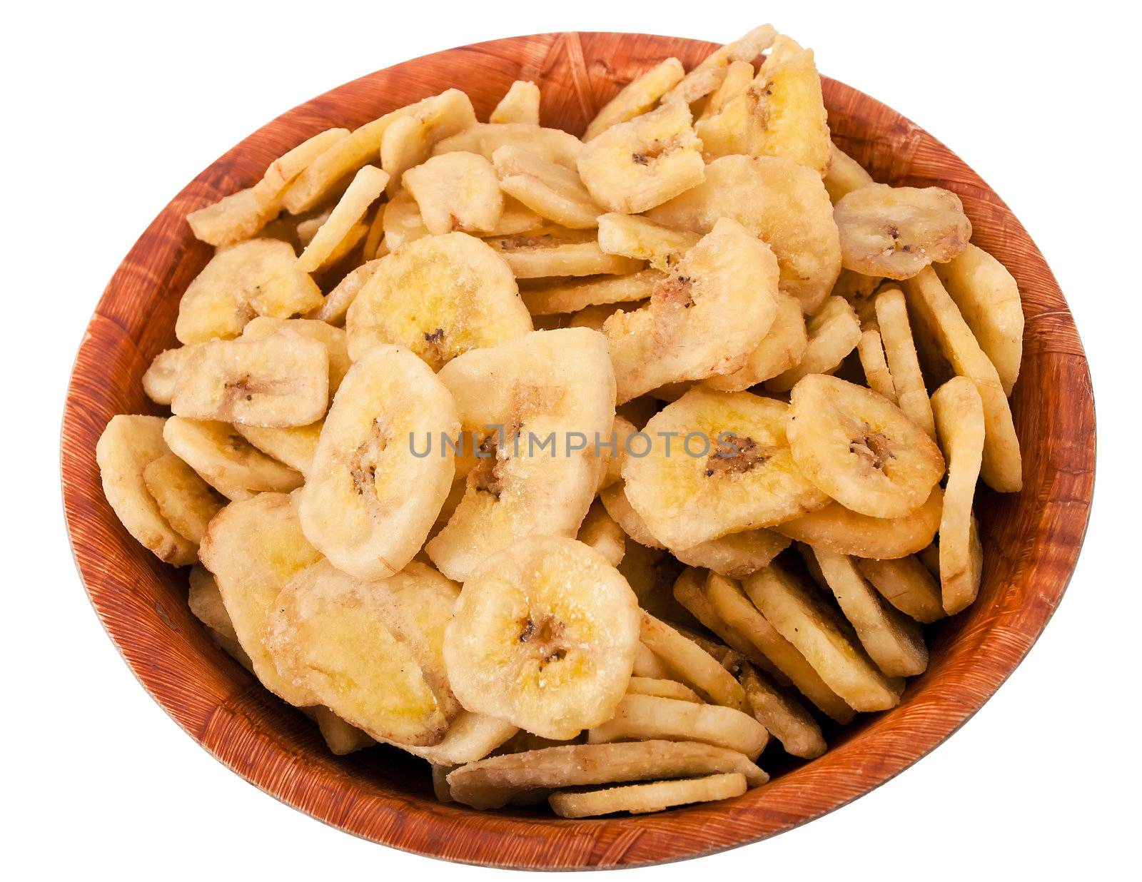 banana chips in bowl - shot in studio