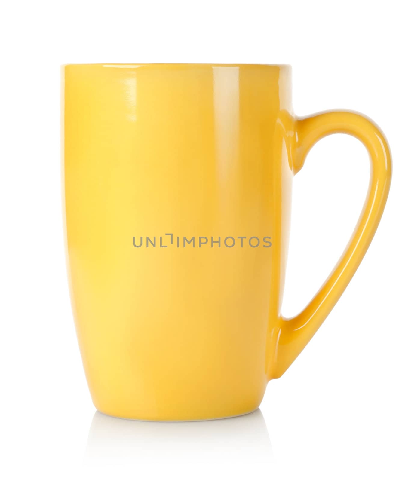 Yellow cup isolated on a white background