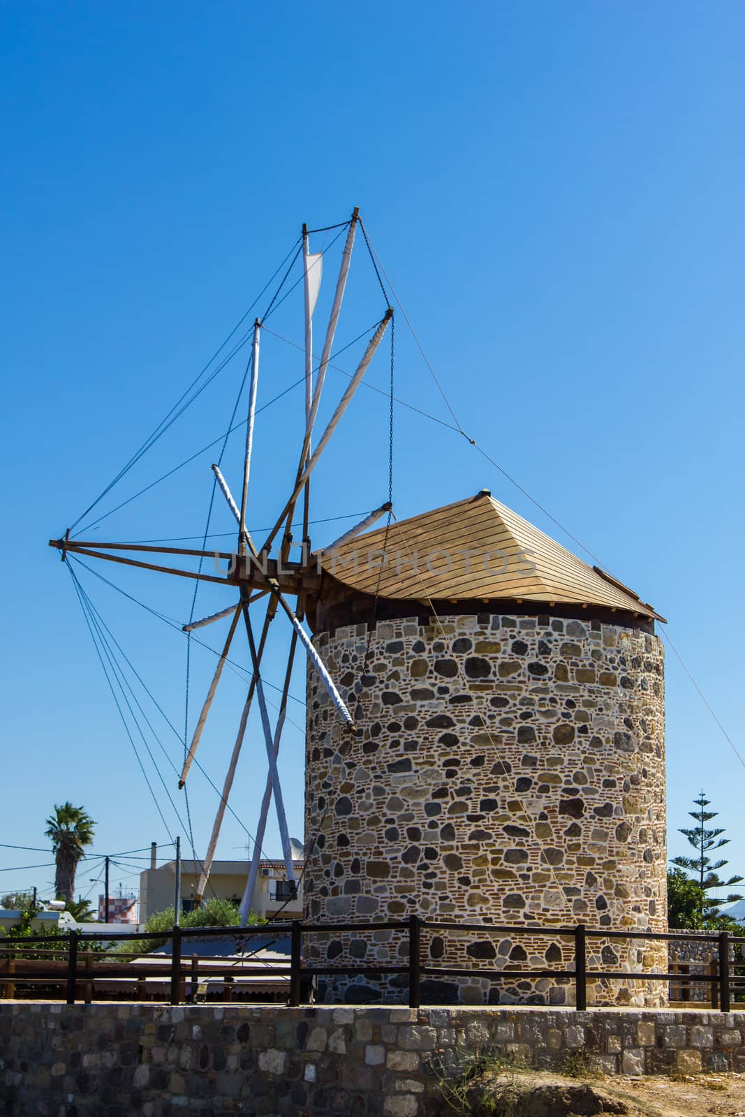 Ancient wind-mill in Antimahia in the south Sporades, Greece