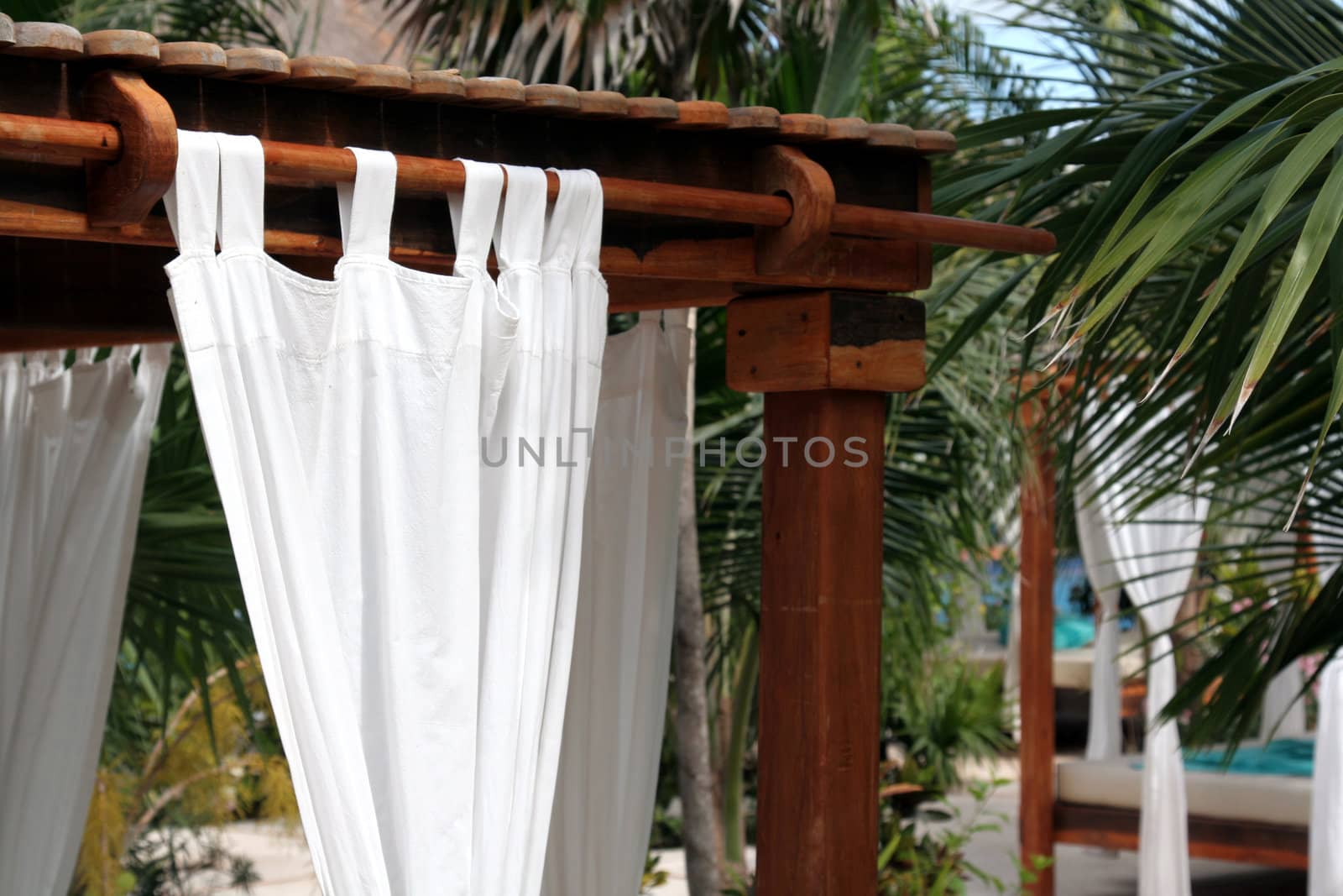 A closeup of a Sun Shelter Curtain.