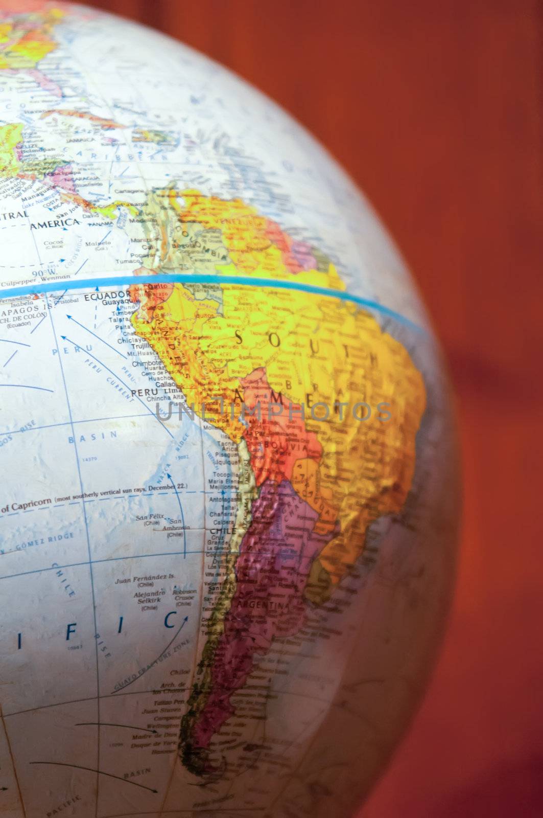 Part of a globe with map of South America by digidreamgrafix