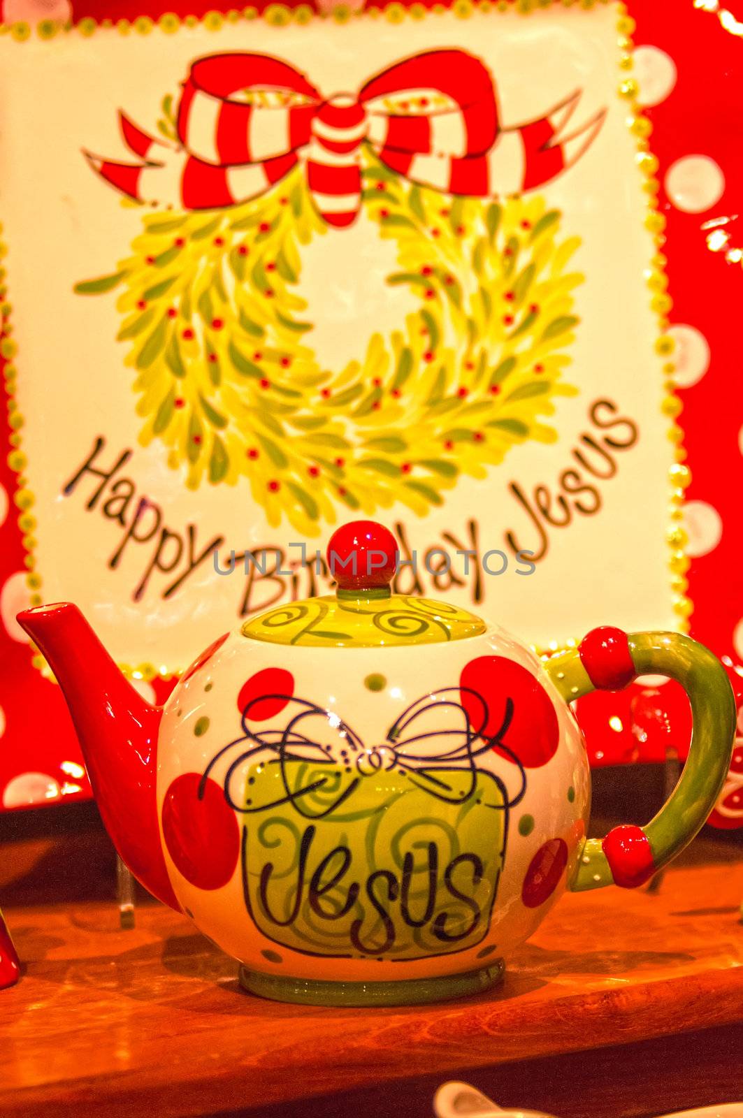 happy birthday jesus teapot and books