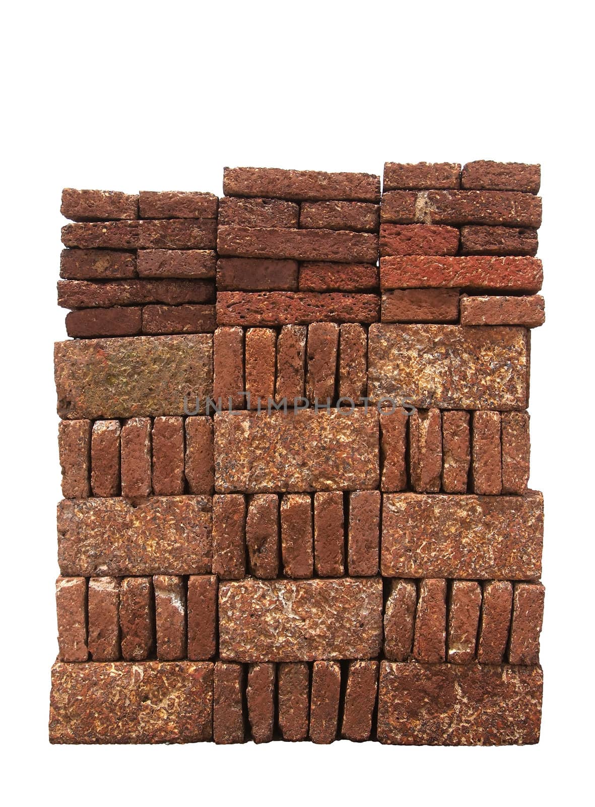 Laterite bricks isolated on white background. by opasstudio