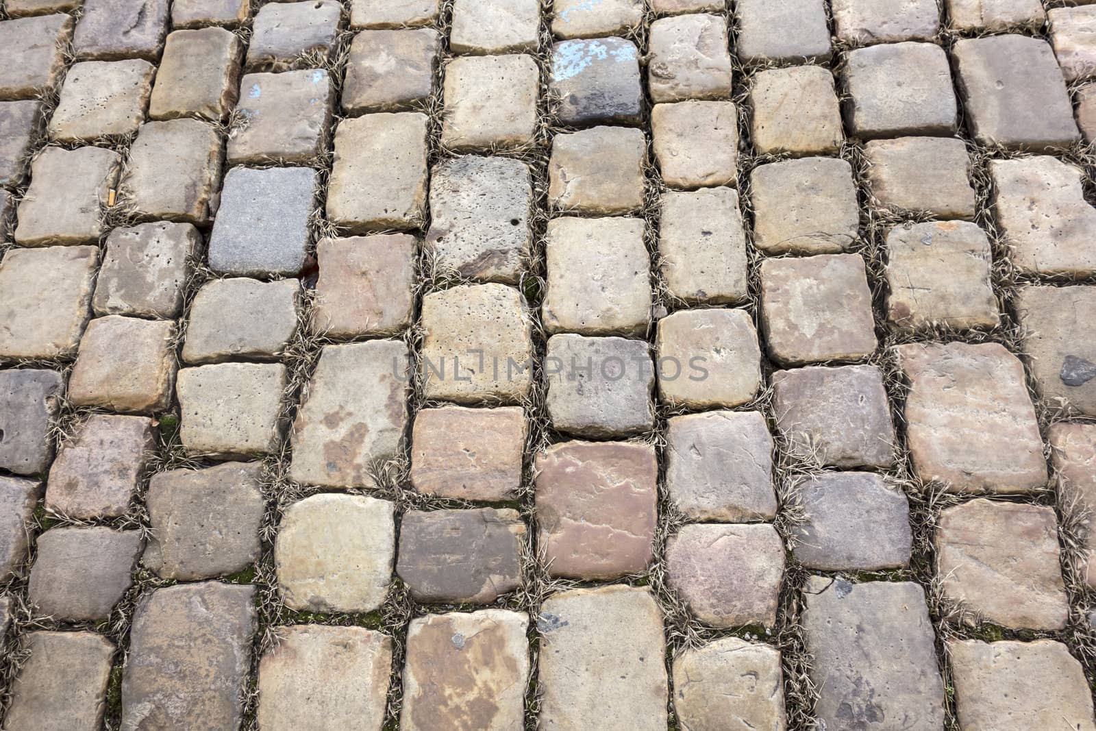 Texture of small stone structure road in Prague