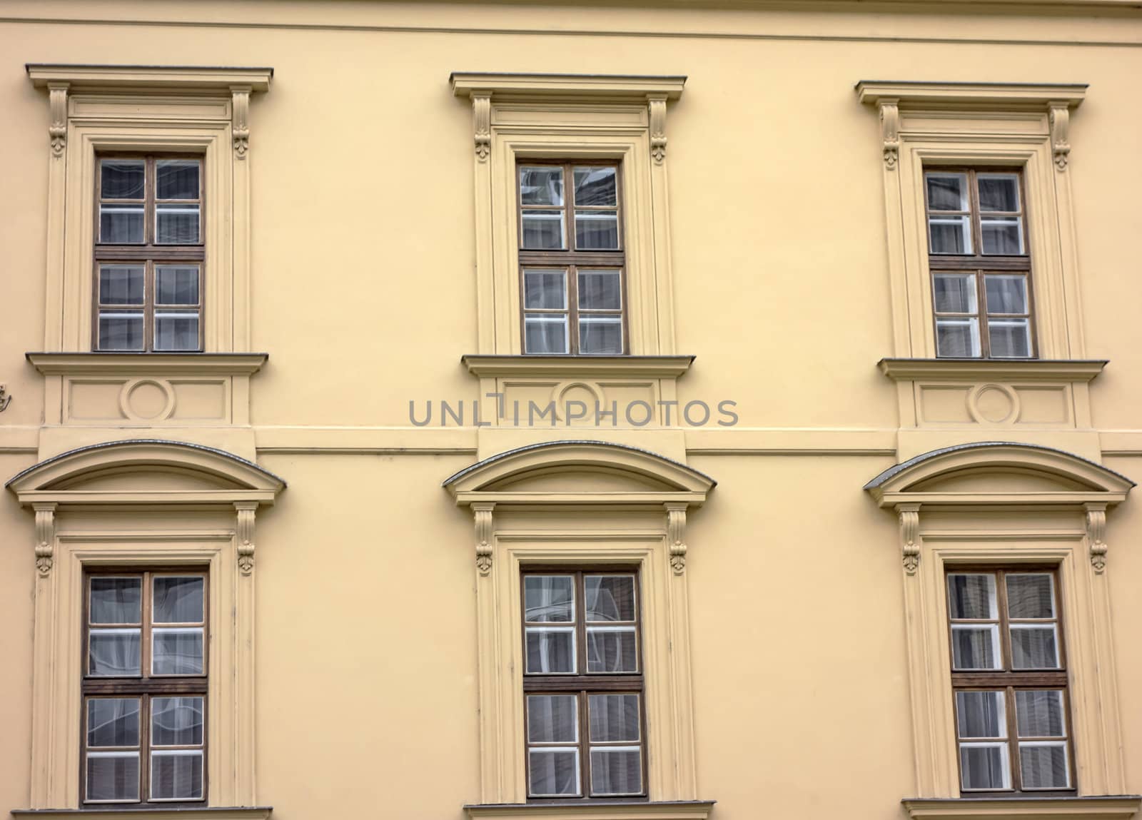 Background of old building's windows in Prague