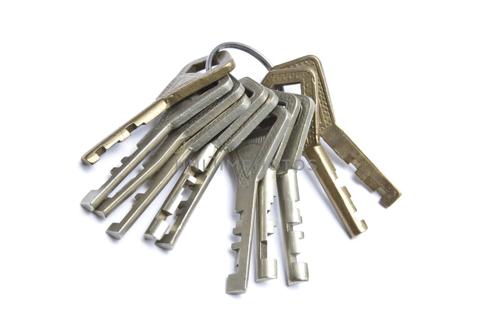 A bunch of keys isolated on white background 
