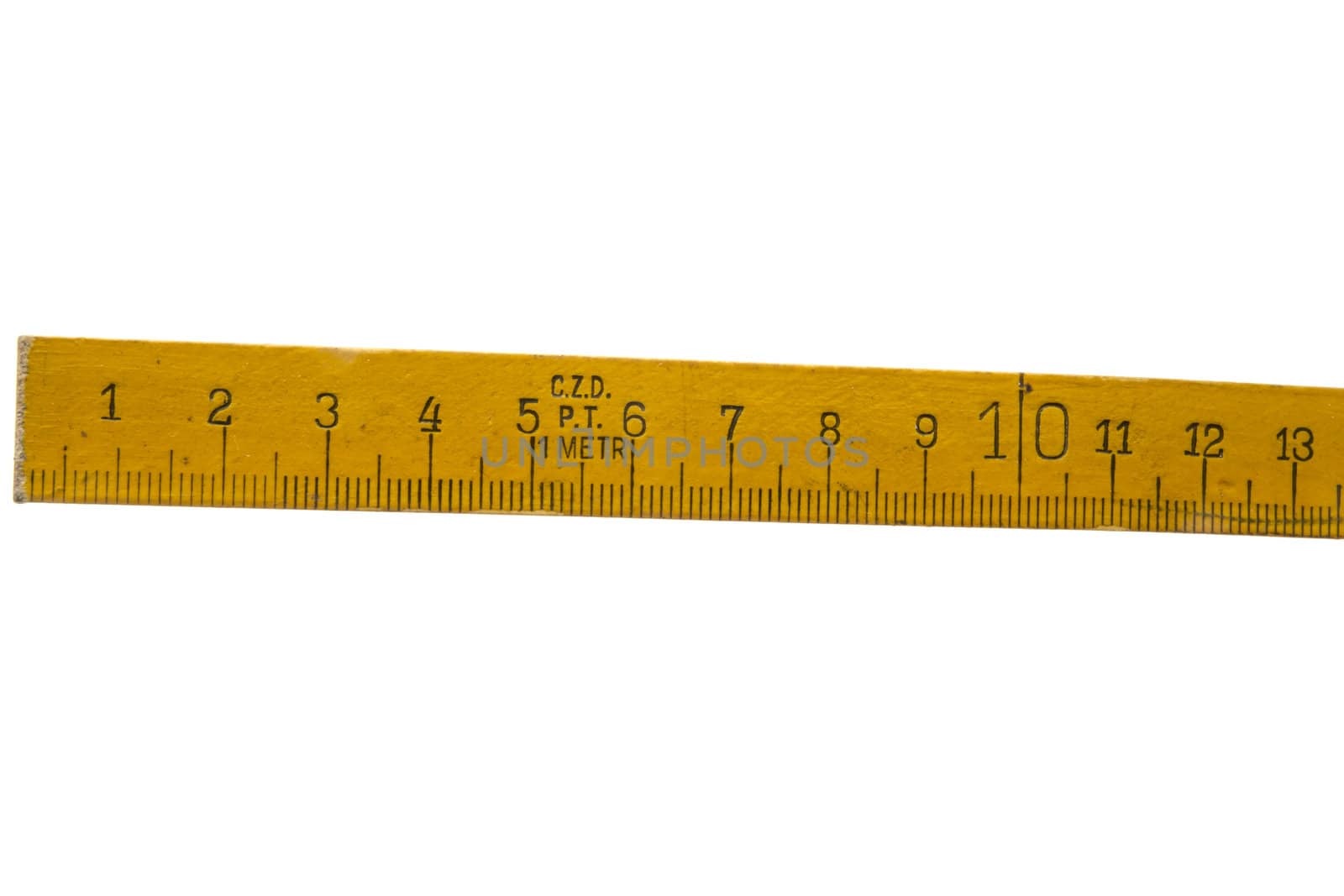 Wooden tape measure isolated on white background 