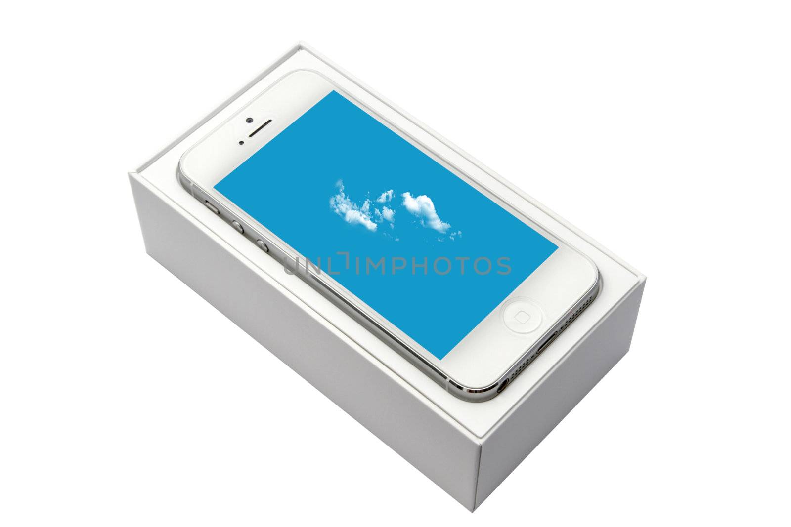 iPhone5 in box isolated on white background