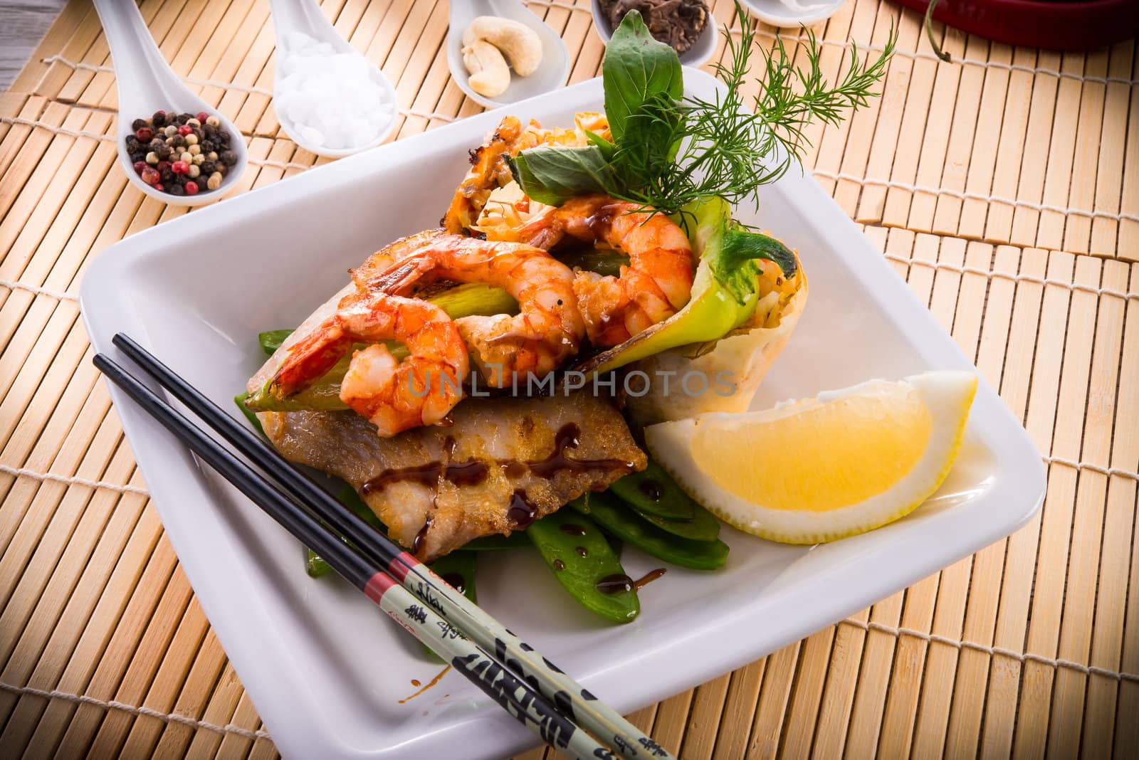 shrimps with fish and vegetables by Darius.Dzinnik