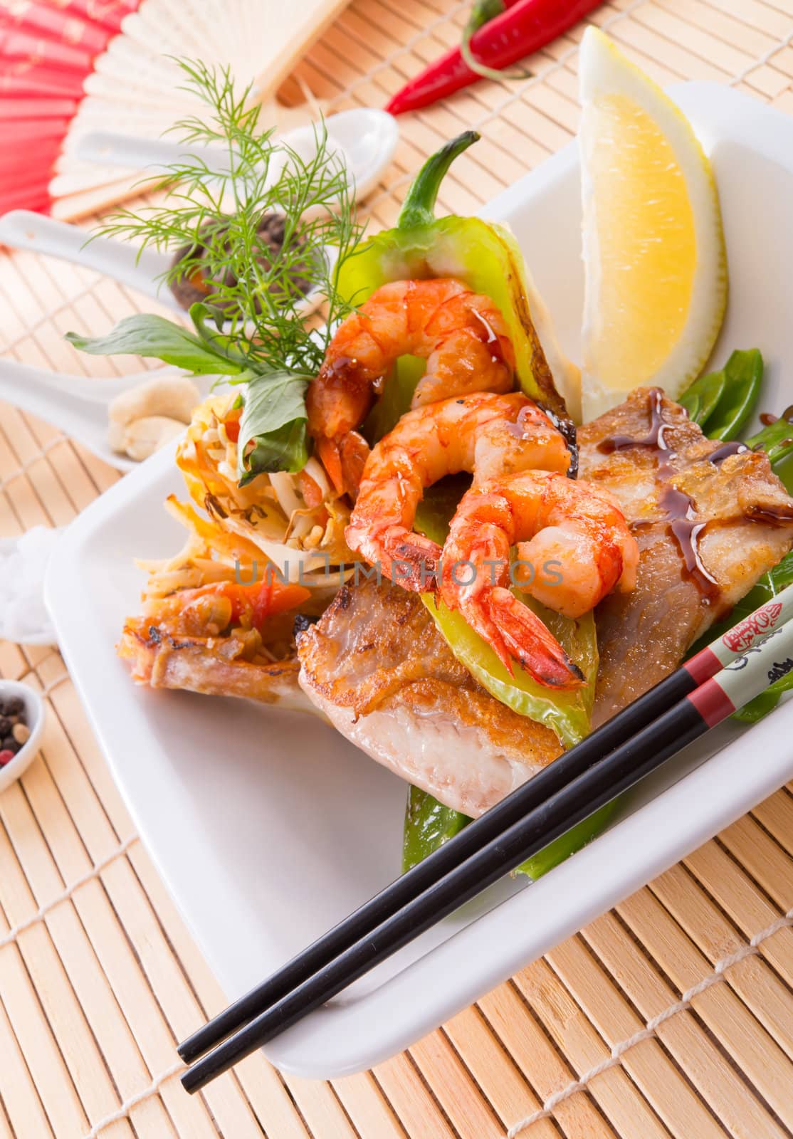 shrimps with fish and vegetables by Darius.Dzinnik