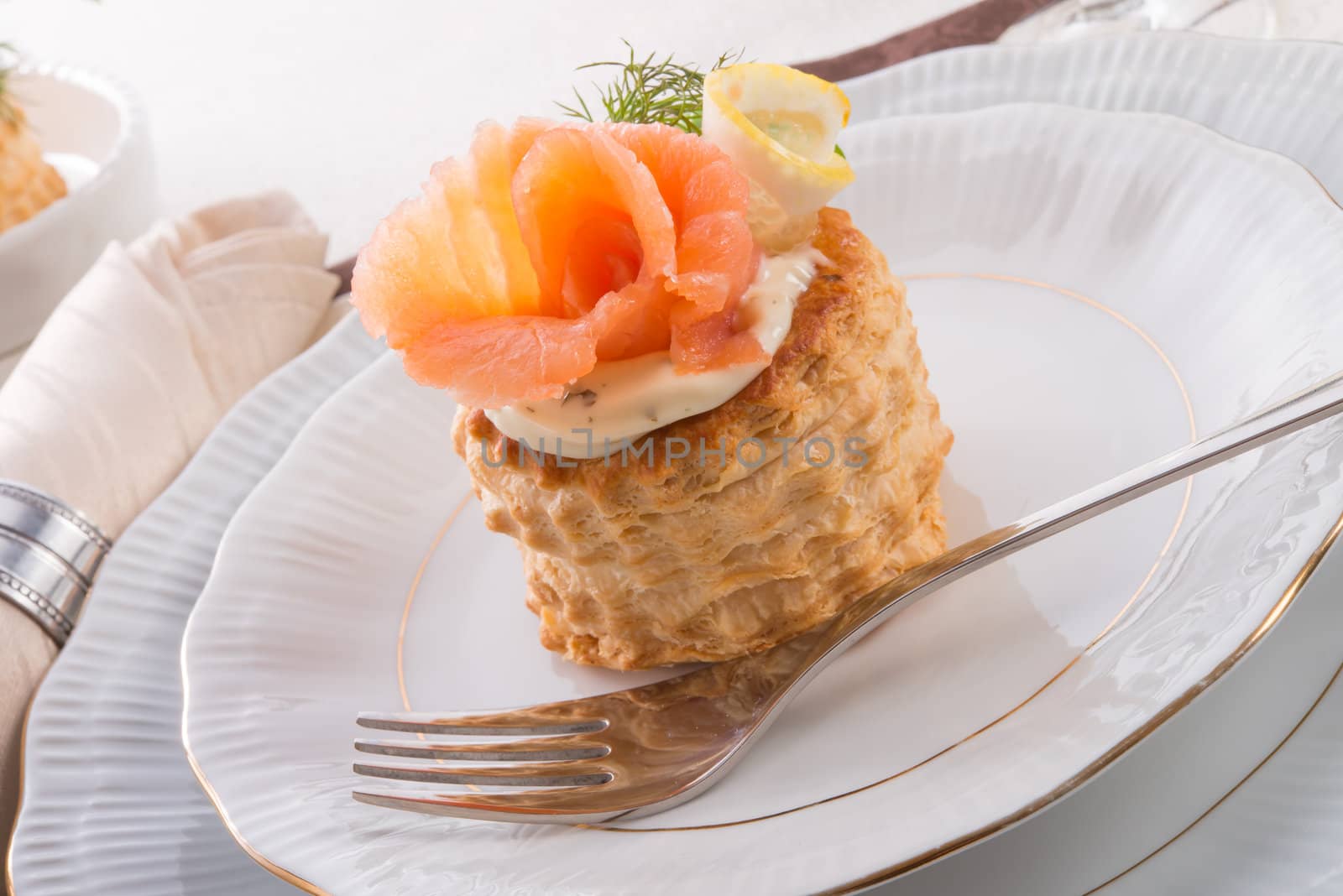 Vol-au-vent with salmon