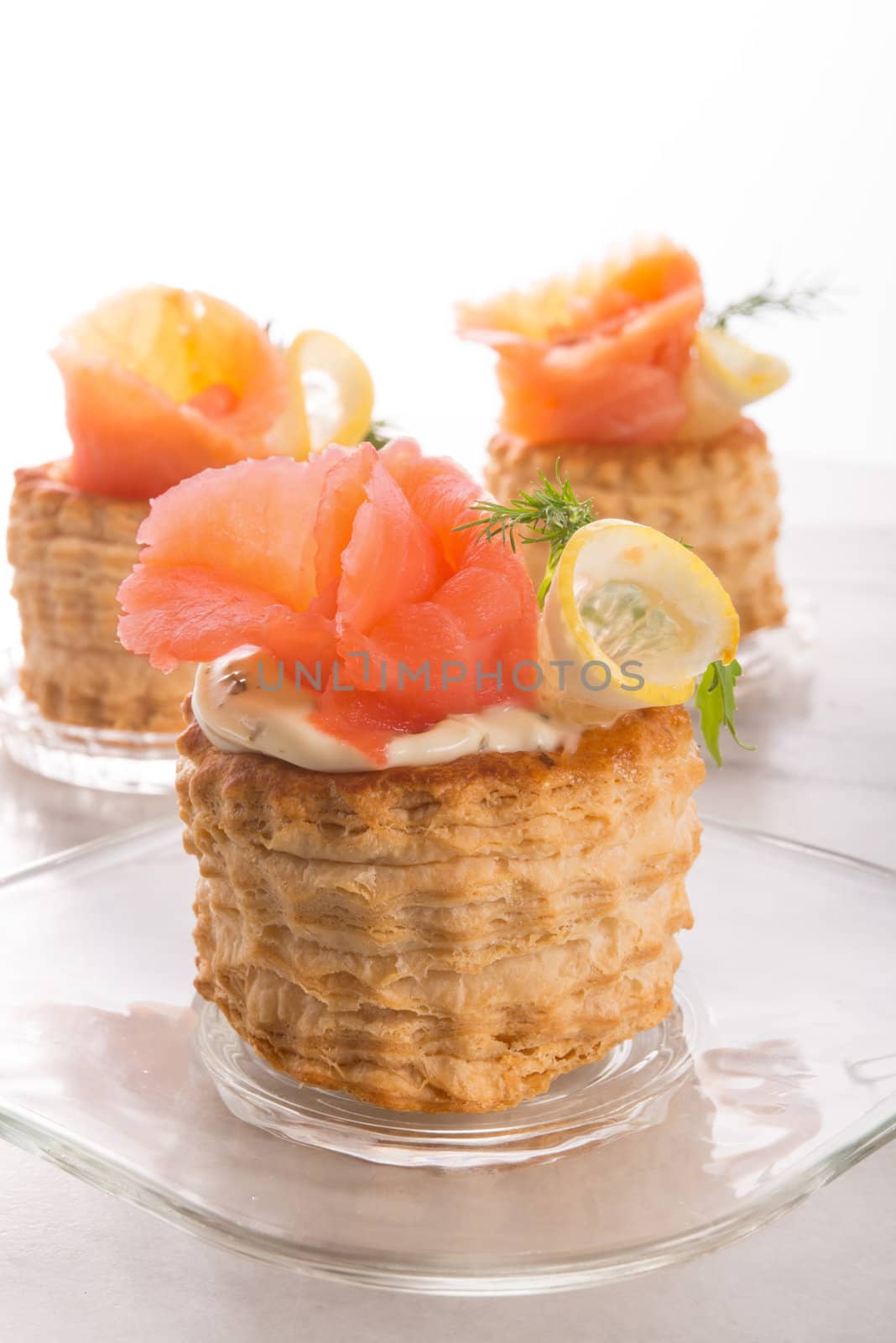 Vol-au-vent with salmon