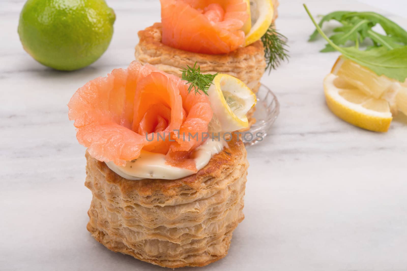 Vol-au-vent with salmon