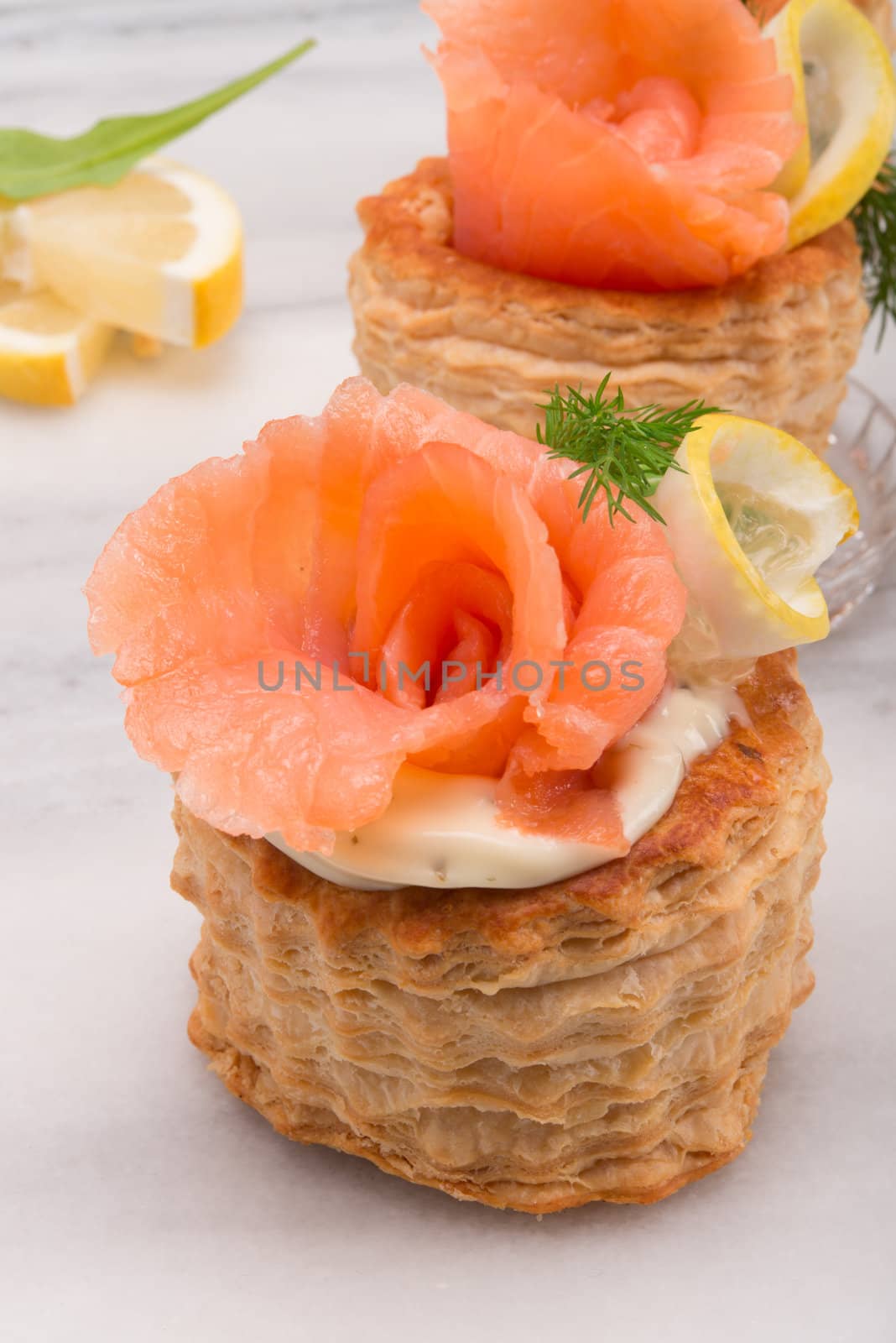 Vol-au-vent with salmon