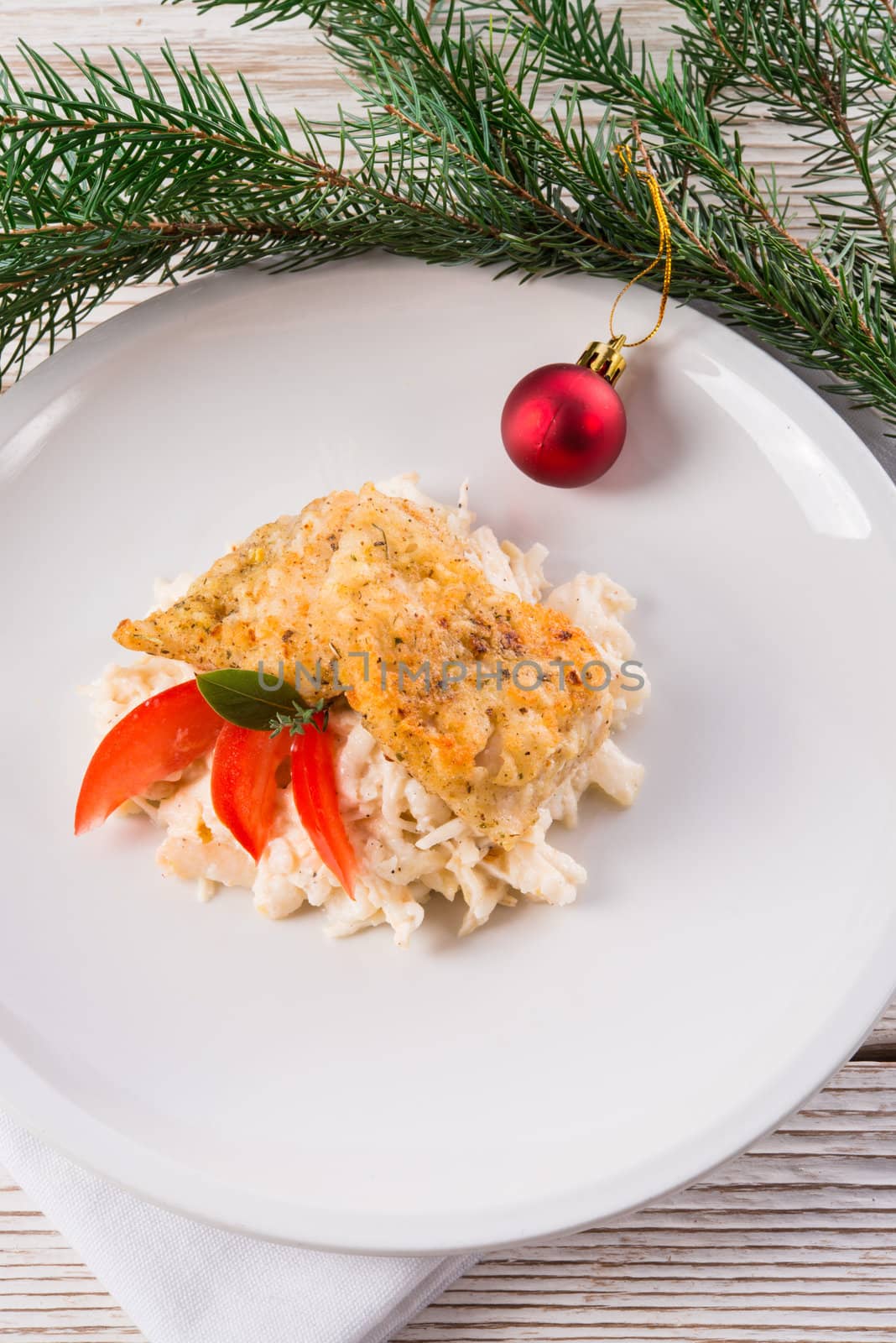 the baked fish with celery salad