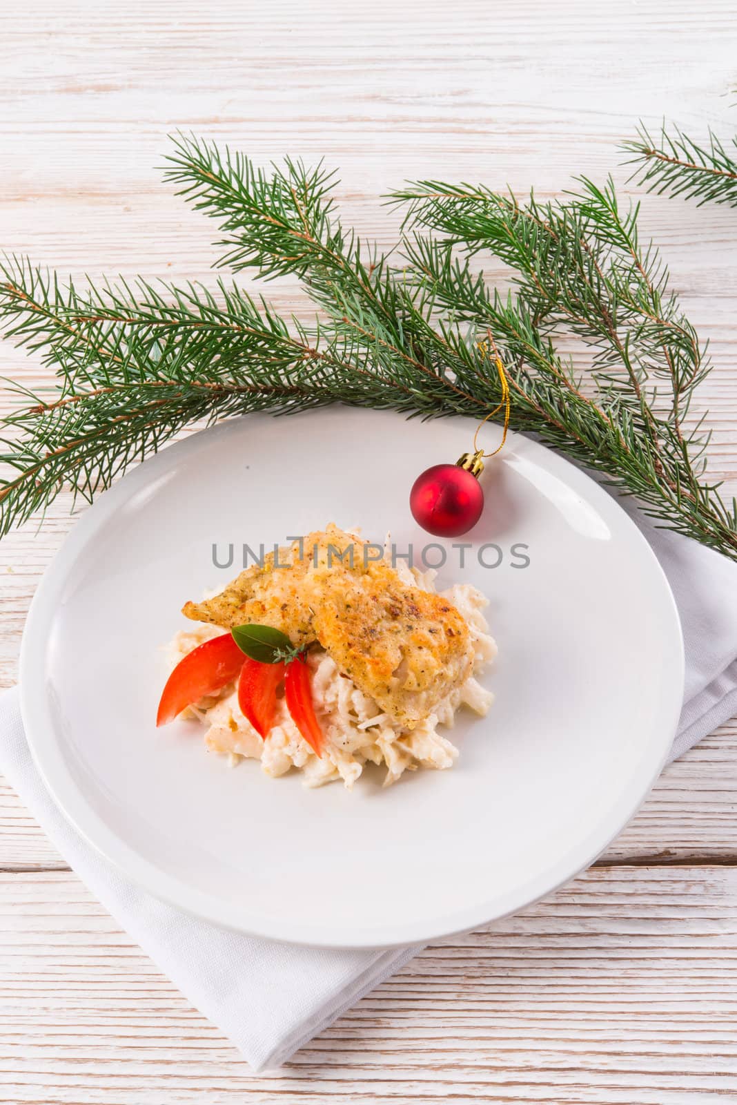 the baked fish with celery salad