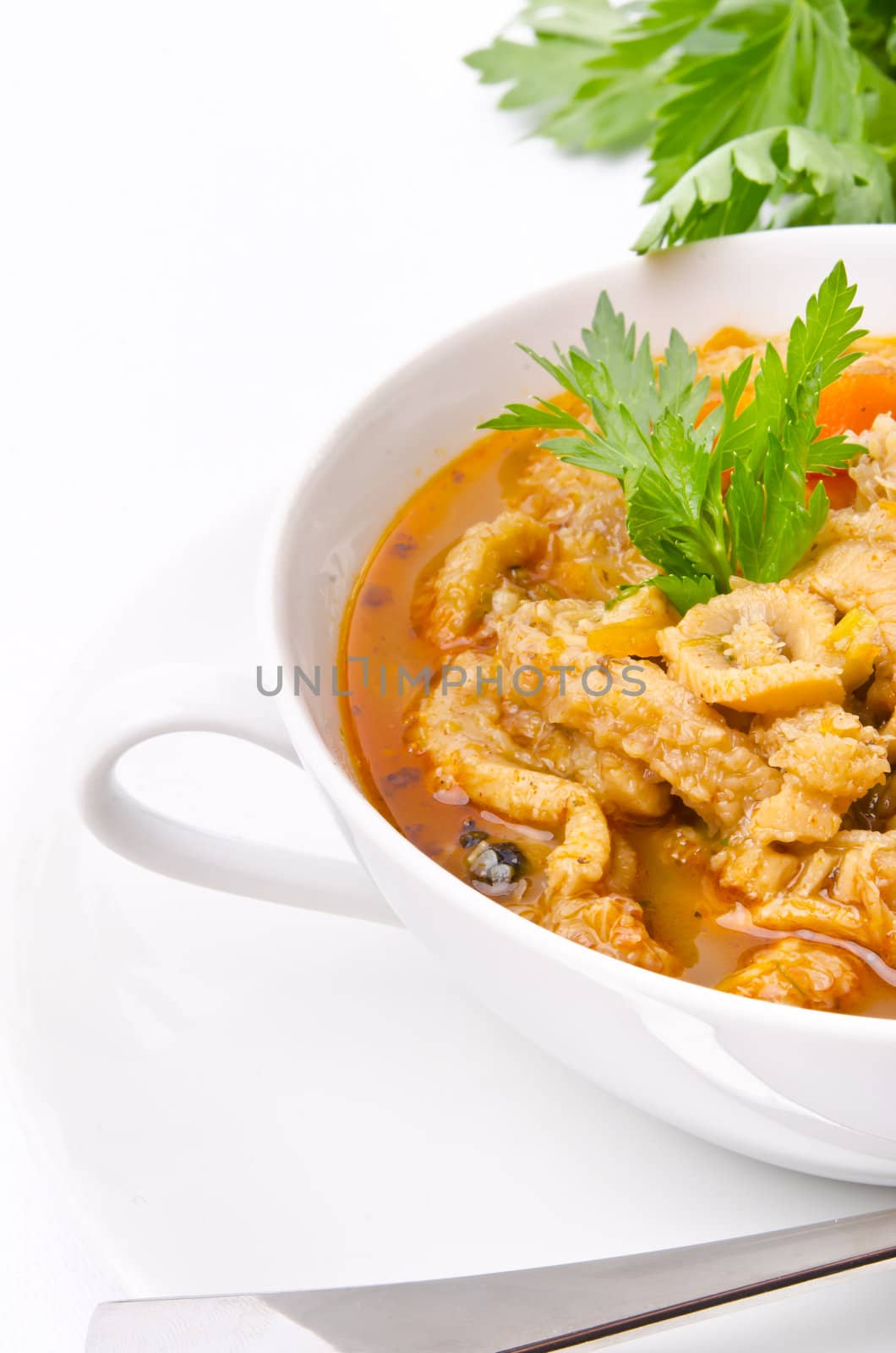 Polish traditional  tripe soup