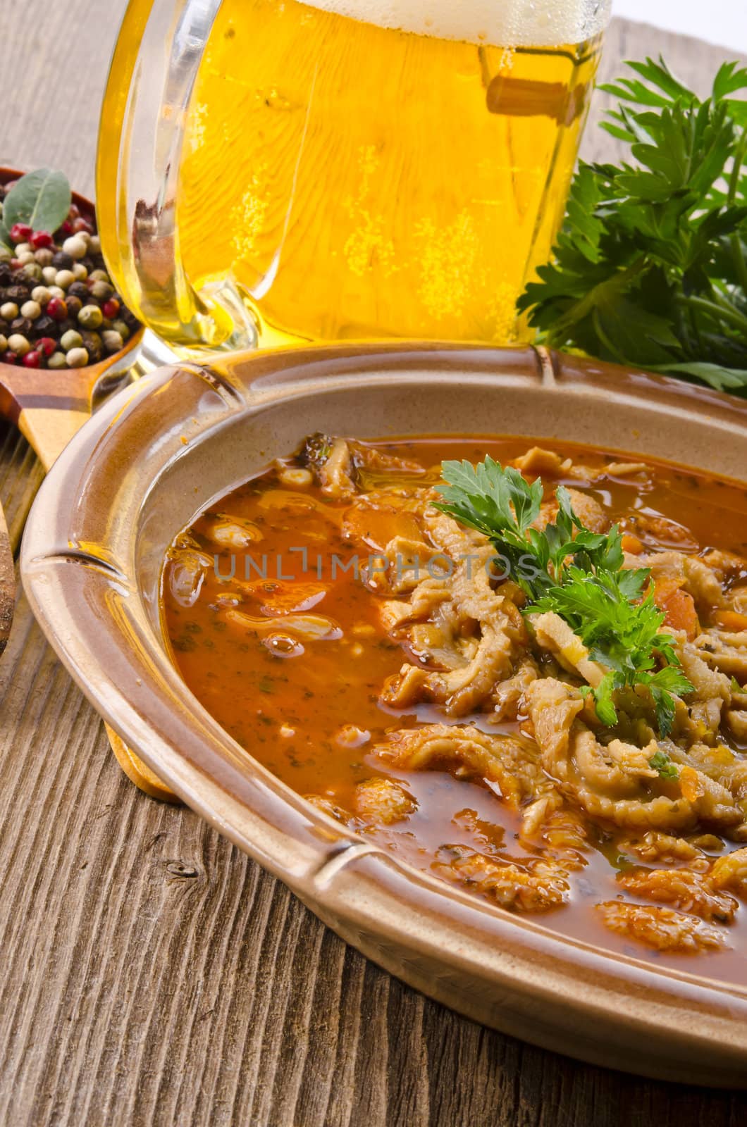 Polish traditional  tripe soup