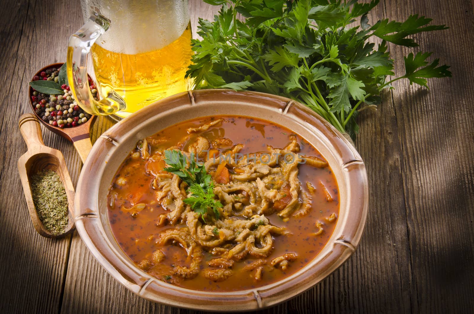 Polish traditional  tripe soup by Darius.Dzinnik