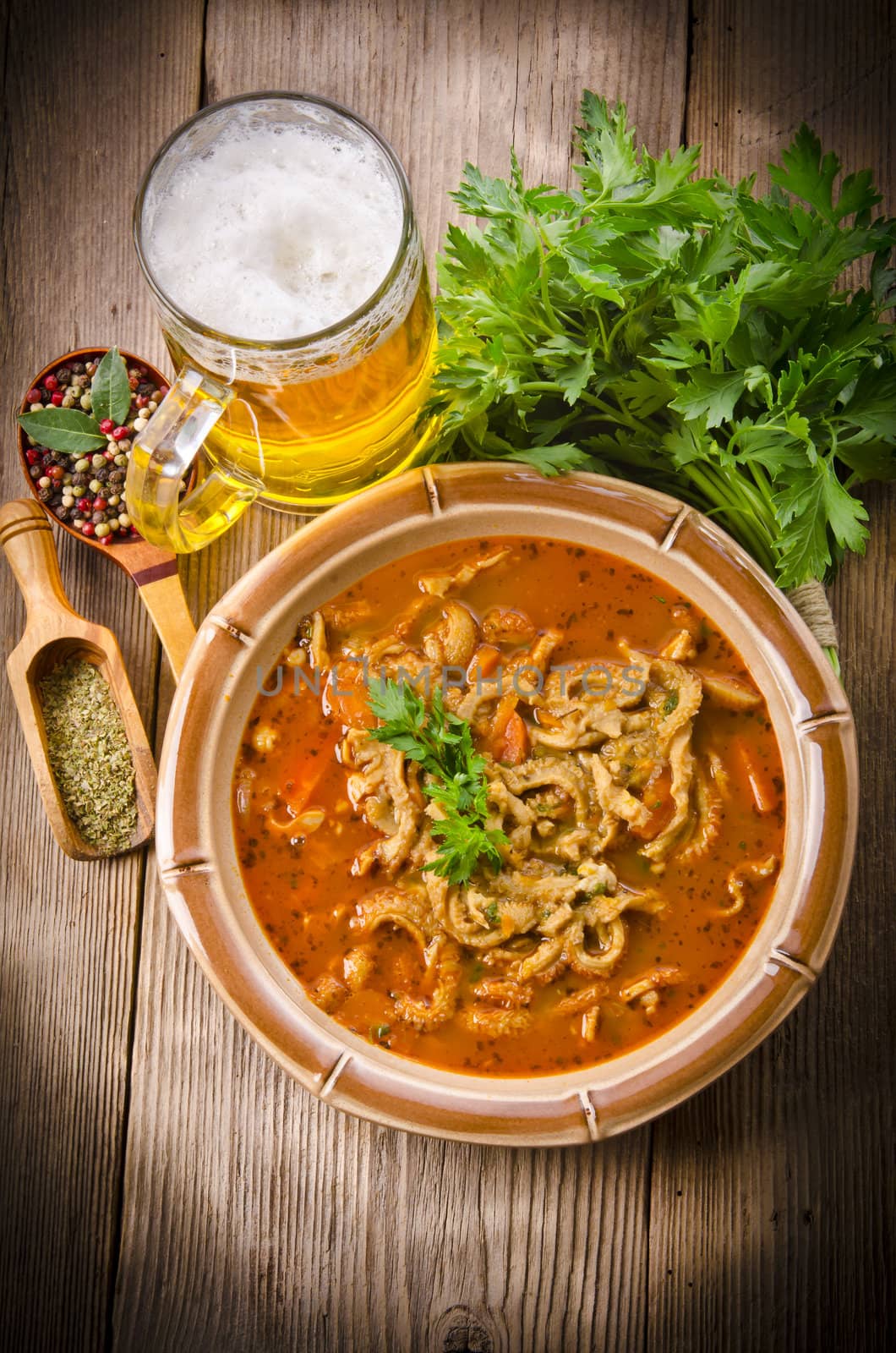 Polish traditional  tripe soup