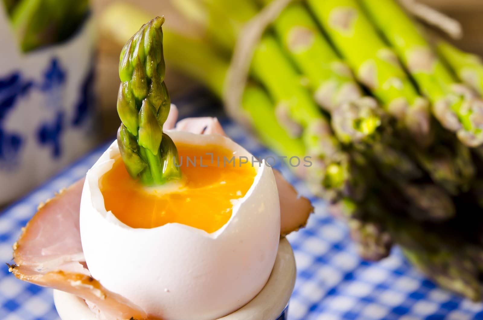 soft-boiled egg with asparagus